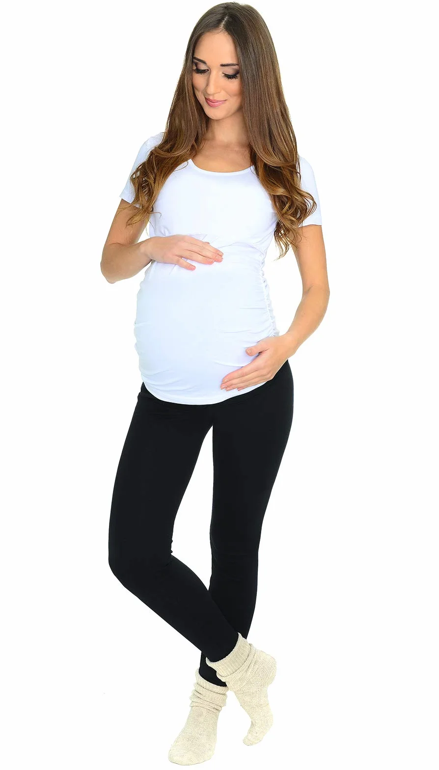 Mija – długie legginsy ciążowe/legginsy ciepłe na zimę/bawełna 7203