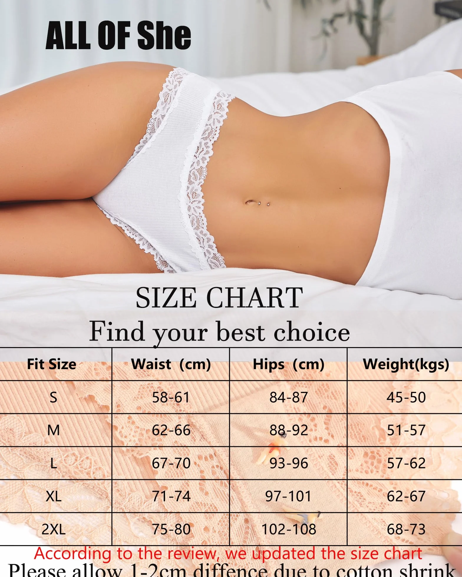 ALL OF SHE 6-pak bawełnianej bielizny damskiej brazylijskie majtki koronkowe majtki damskie seksowne hipsterskie cheeky kobiety bielizna wielopak S-XL