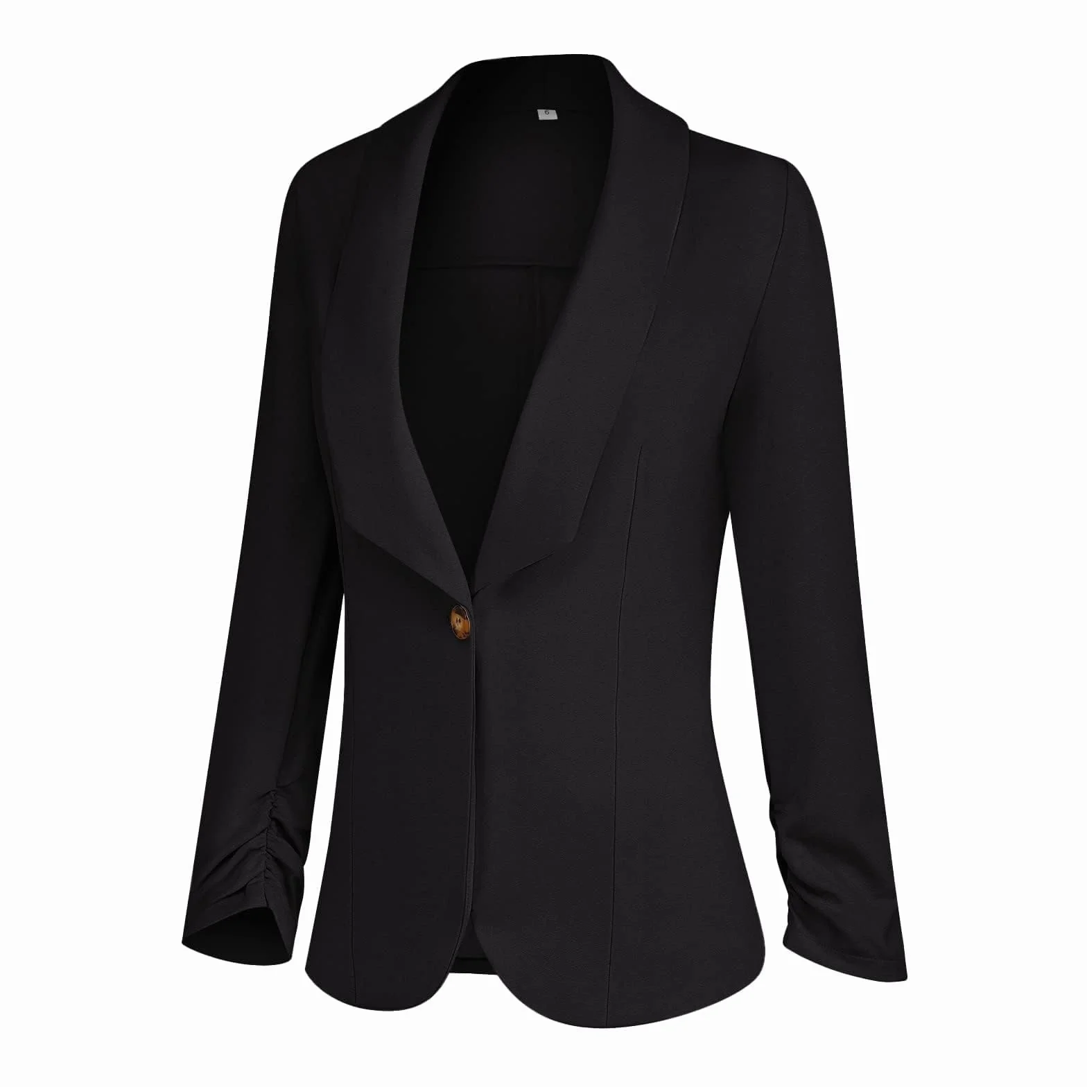 PrinStory Blazer damski 3/4, marszczone rękawy, marynarka biznesowa, do biura, marynarka sportowa, trencz