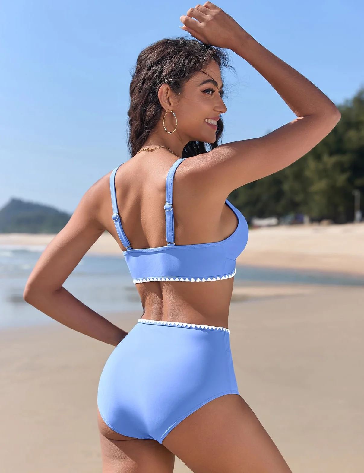 UMIPUBO Damski dwuczęściowy strój kąpielowy push-up seksowne głębokie bikini z wysokim stanem wyściełany biustonosz seksowny strój kąpielowy Cross Beachwear