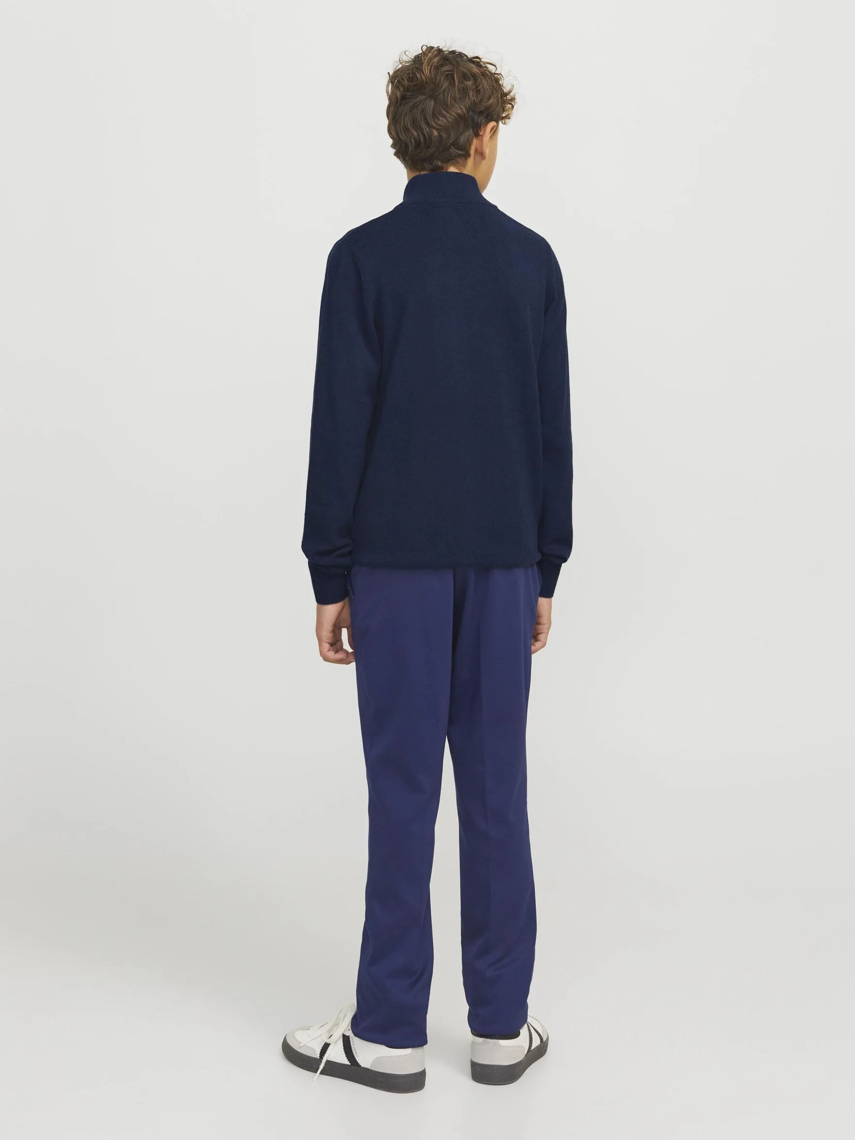 JACK&JONES JUNIOR Chłopięcy Jjeemil Knit Half Zip Noos Jnr sweter z dzianiny, granatowy blezer, 128