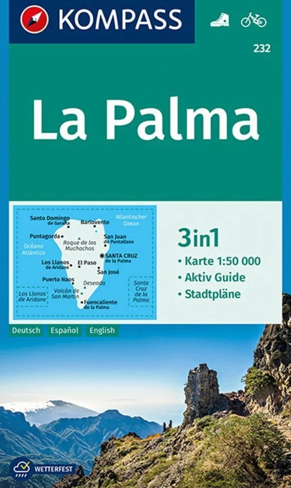232 la palma: 3in1 Wanderkarte mit Aktiv Guide und Stadtplänen. Fahrradfahren