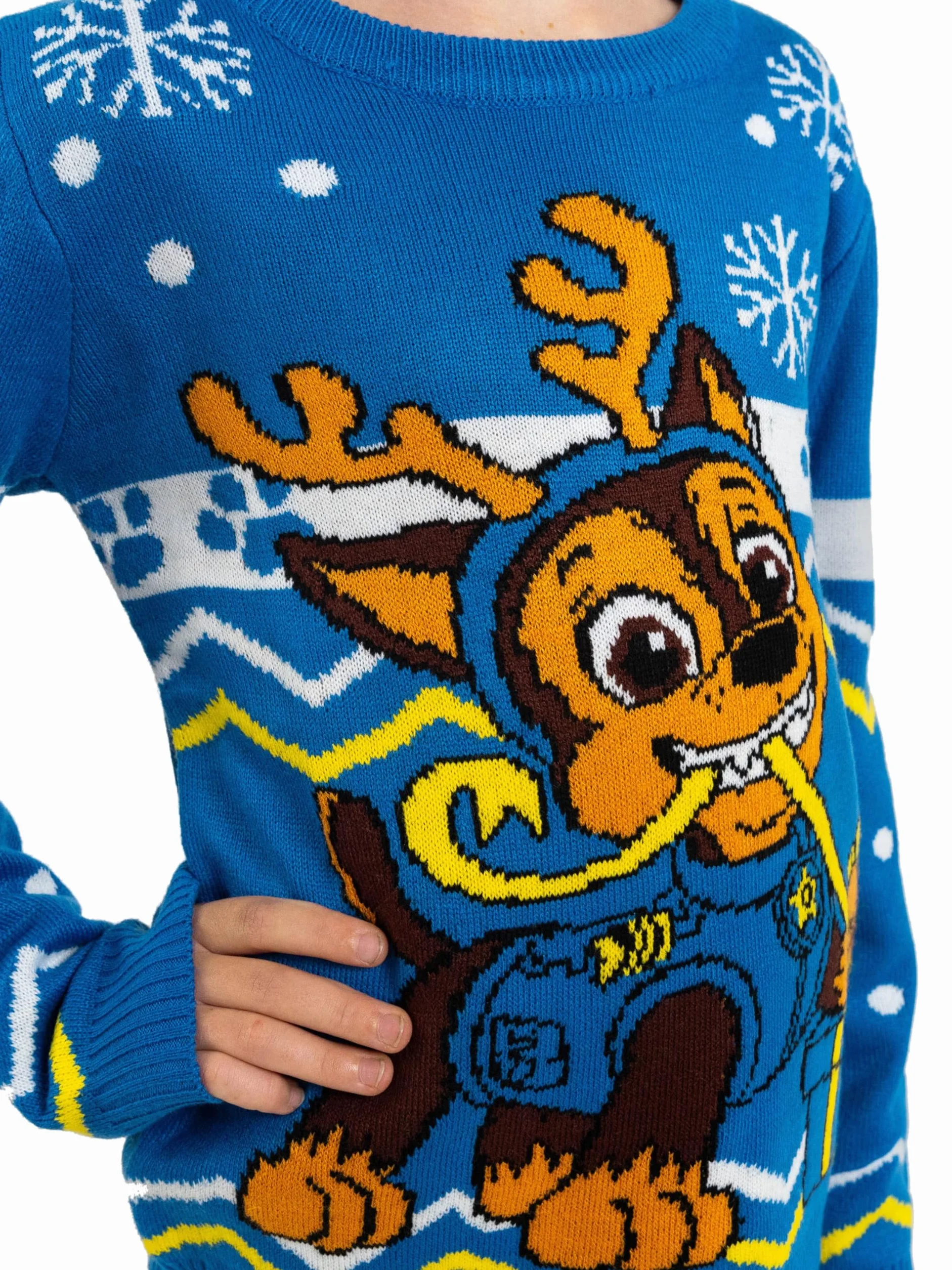 Psi Patrol sweter zimowy dla chłopców – Chase Winter dziergany sweter bluza Ugly Sweater niebieski