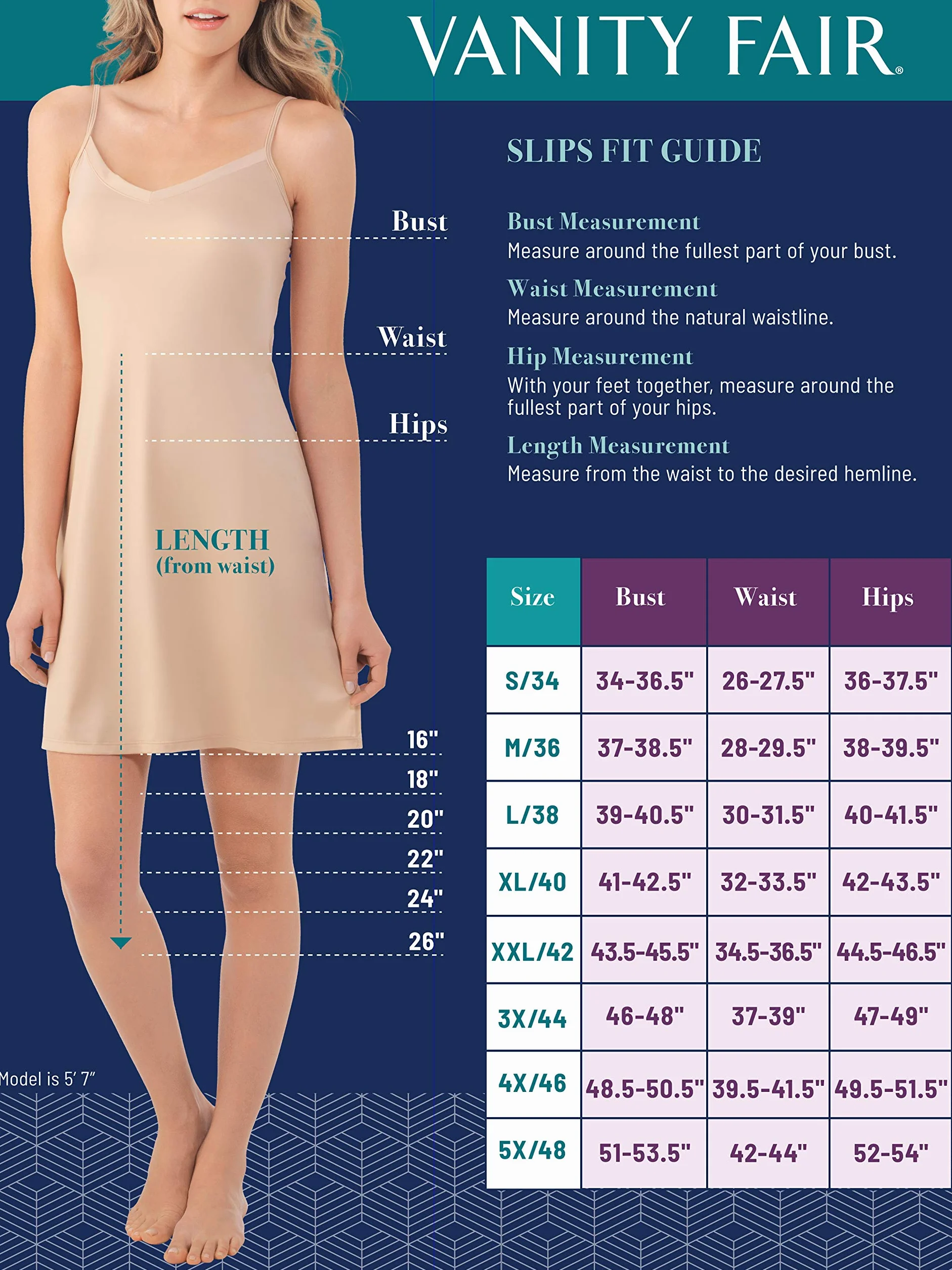 Vanity Fair Full Slip Kobiety Nylon Full Slips