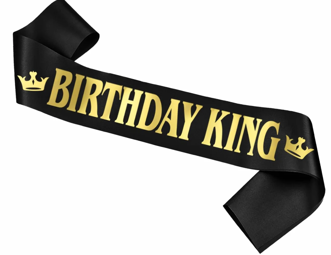 KAPSING Birthday King szarfa urodzinowa, męska szarfa urodzinowa, dekoracja urodzinowa, Boy Sash czarna, baner z okazji urodzin, dekoracja na przyjęcia urodzinowe