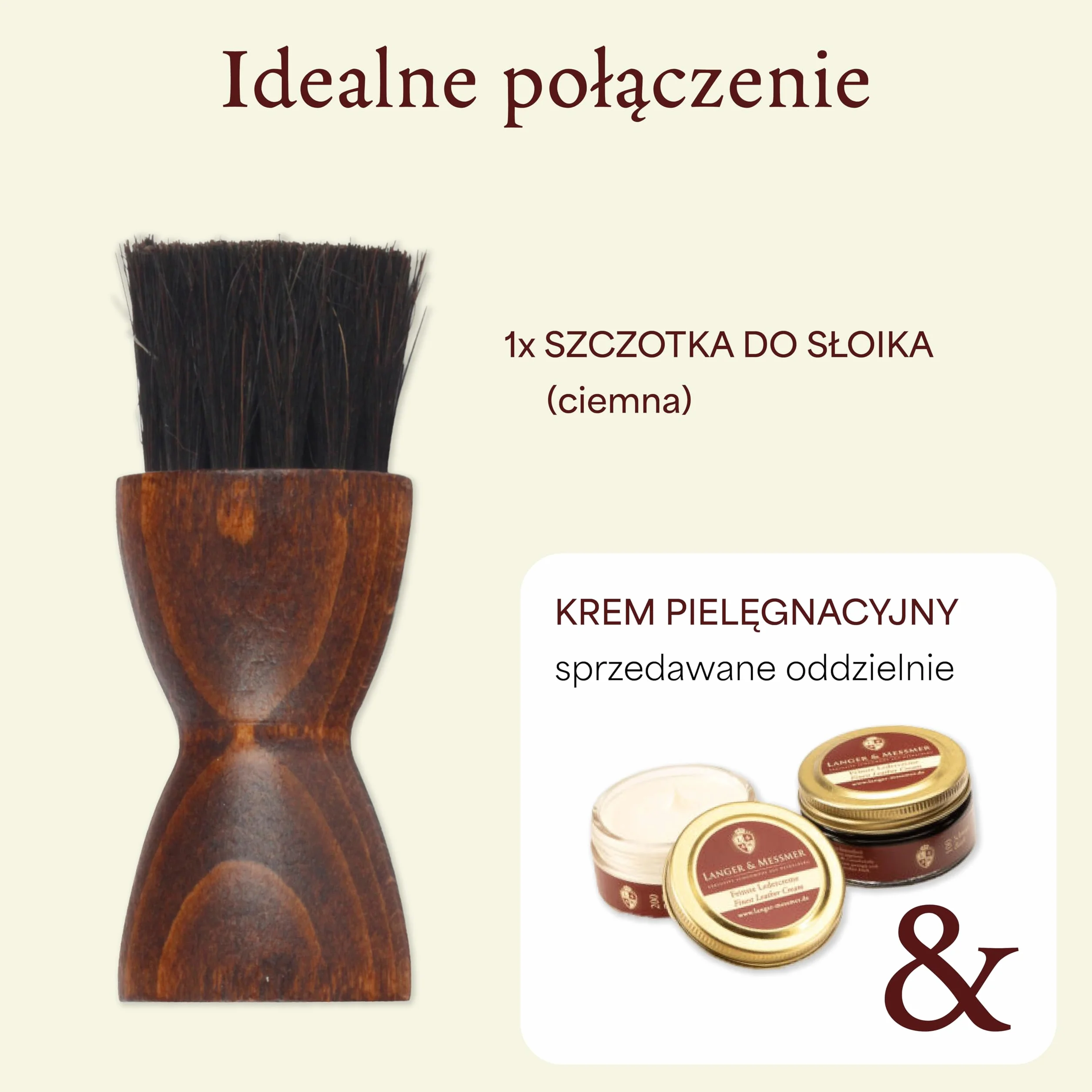 Langer & Messmer Pędzel do nakładania pasty do butów z drobnego włosia końskiego - Pędzel do profesjonalnej pielęgnacji butów - Pojedynczy ciemny
