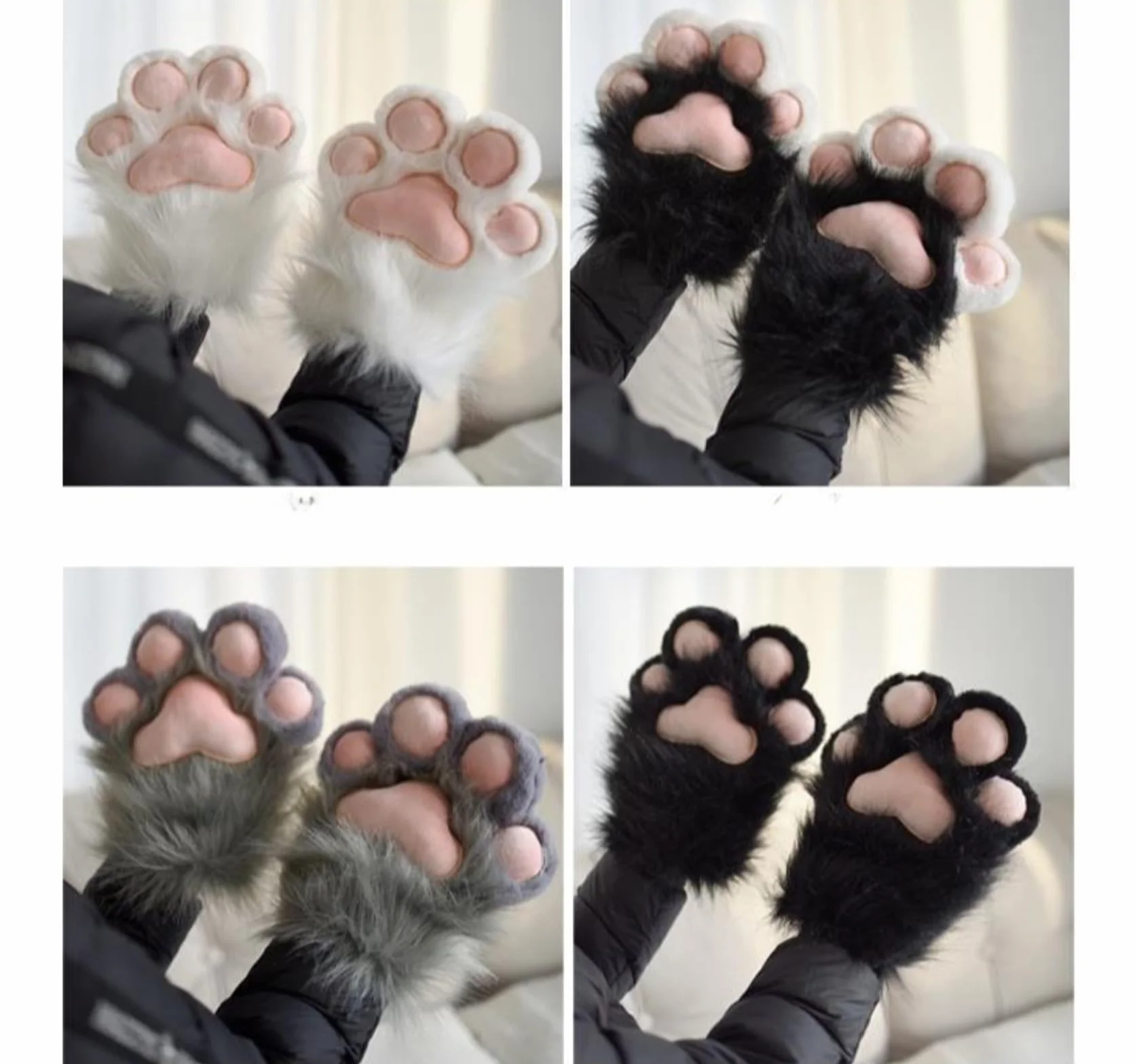 1 para Plush Fur Paws Mittens, Fursuit Paws, Cat Paw Gloves, Furry Paw Gloves Plush Furry Paws Mittens Therian Gloves