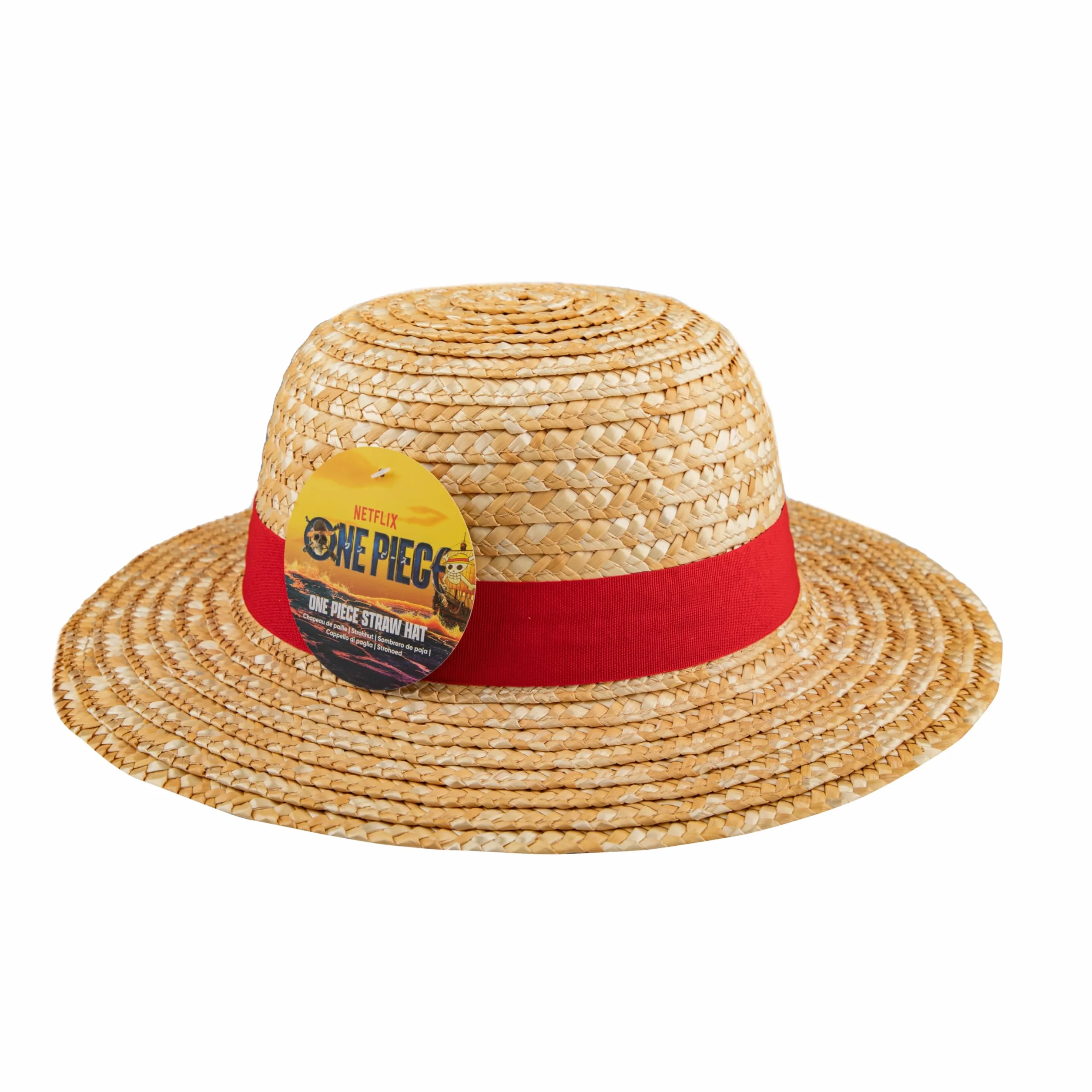 Cinereplicas One Piece - Luffy Słomkowy Kapelusz 58-61 cm - Oficjalna Licencja, Czerwony i jasnożółty, rozmiar uniwersalny