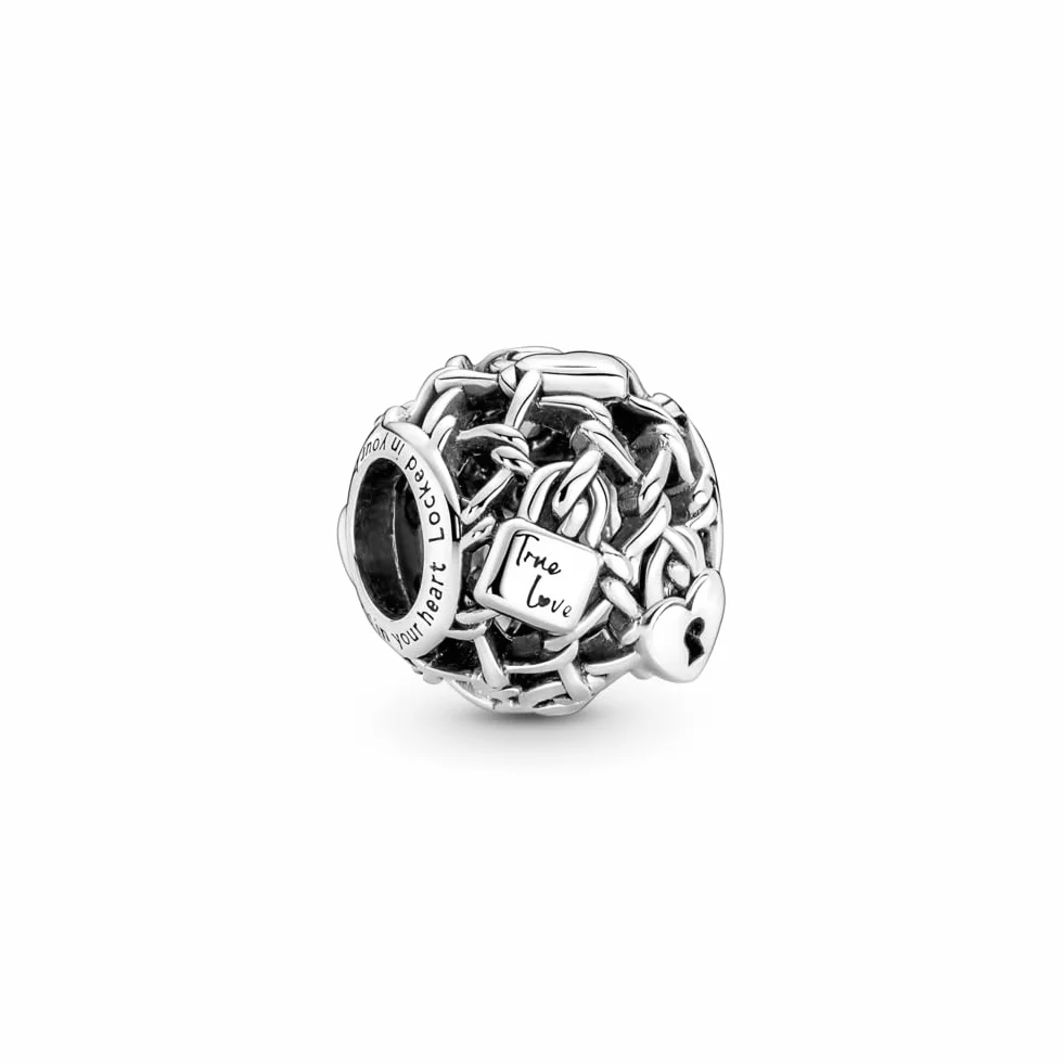 Pandora Moments Charms ze srebra próby 925, kłódka i klucz