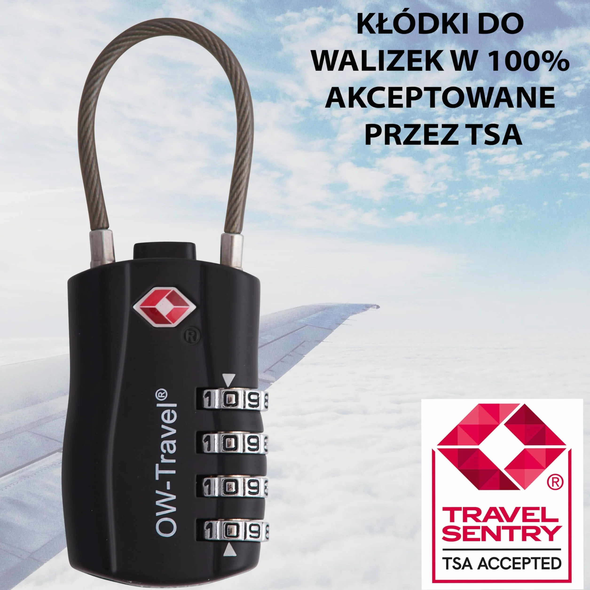 OW-Travel TSA Kłódka z Linką i Zamkiem Szyfrowym (Zestaw 4 Czarnych) 4 Cyfrowe Kłódki Walizkowe. Kłódka na szyfr na Plecak, Walizkę, Bagaż, Kłódki Szyfrowe Bagażowe, Szafek na Siłownię