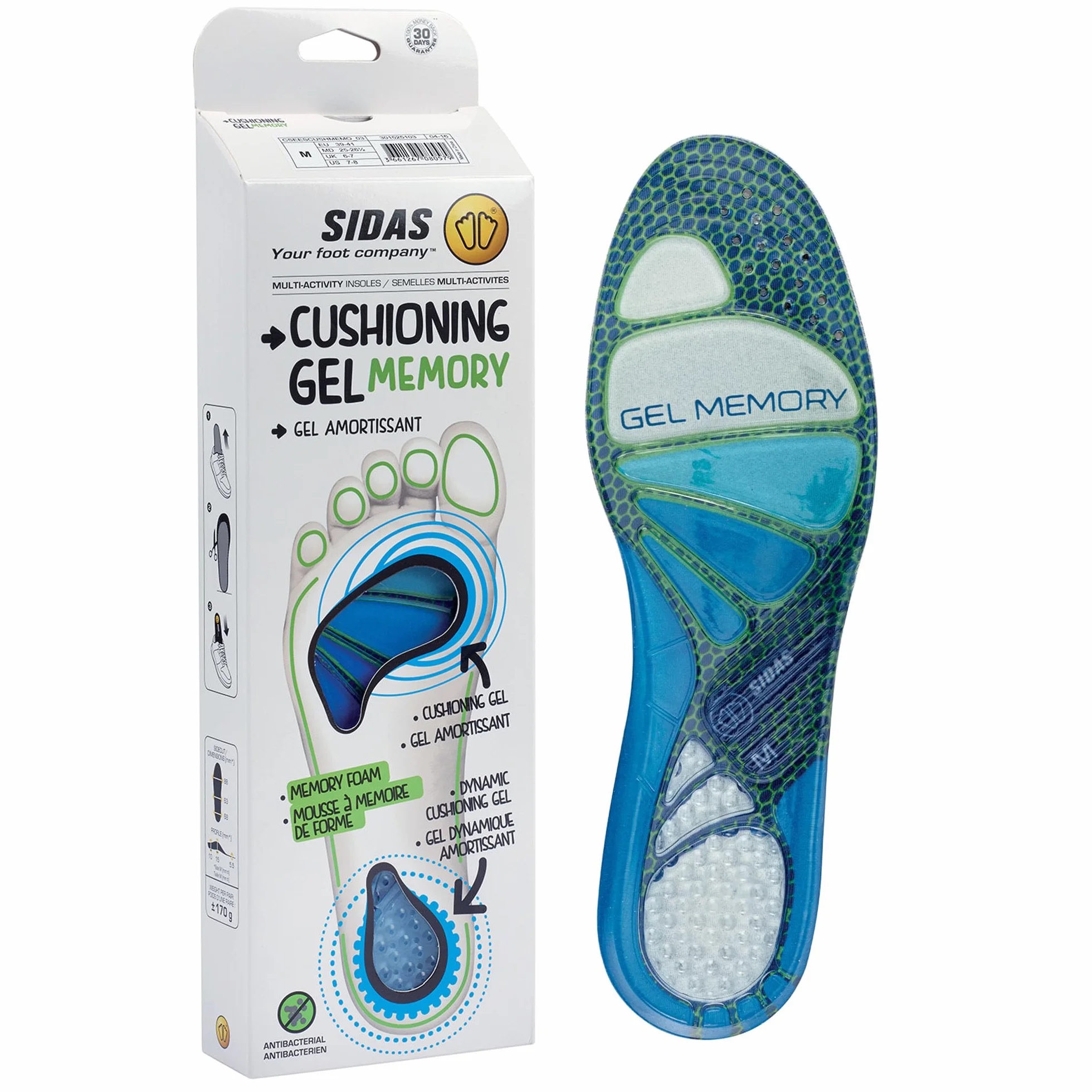 Sidas Cushioning Gel Memory Shoe Insoles X Large