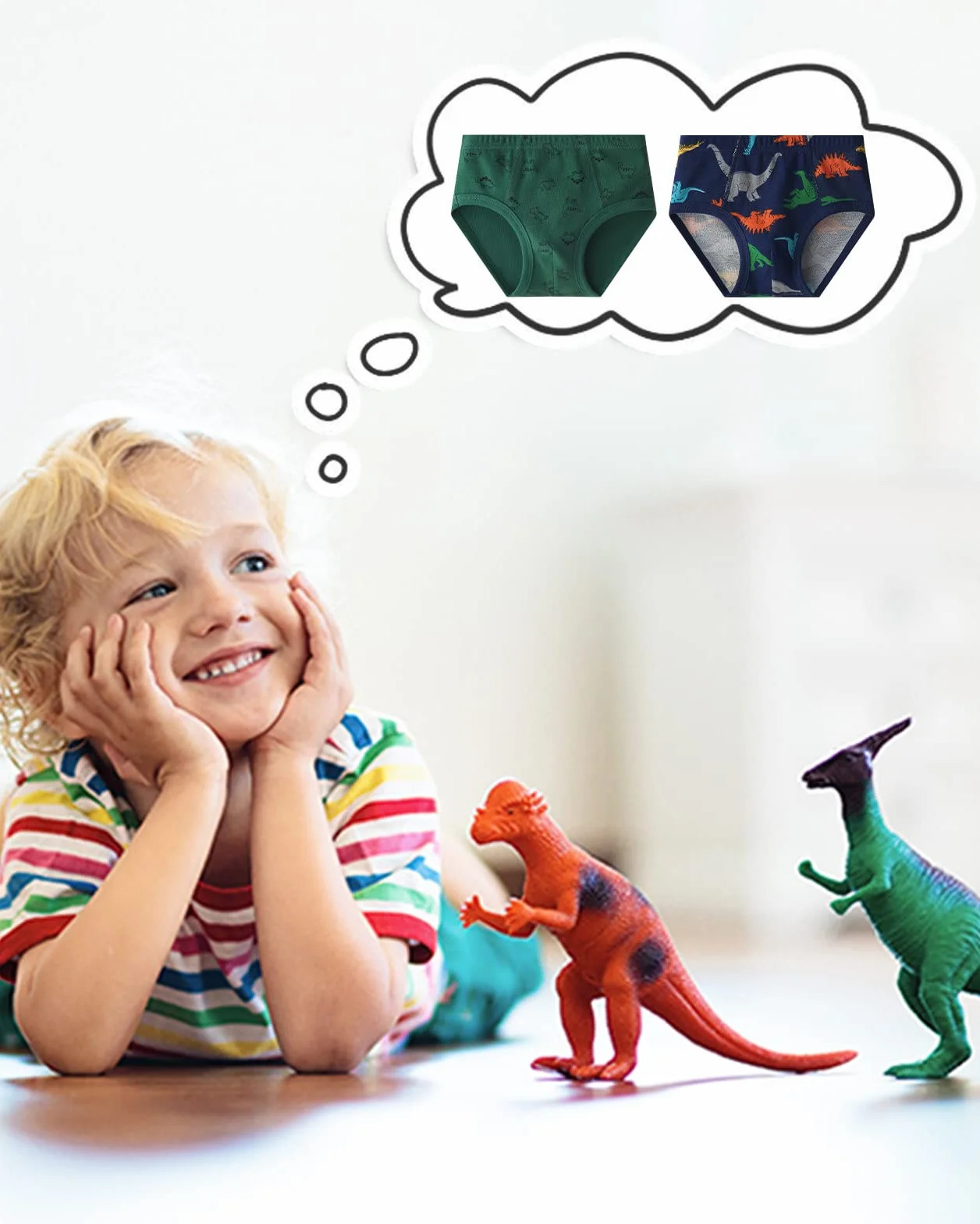 Adorel Majtki Majtki Dinozaury Bawełna Chłopiec, 12 sztuk dinozaurów i rekinów, 2-3 lat