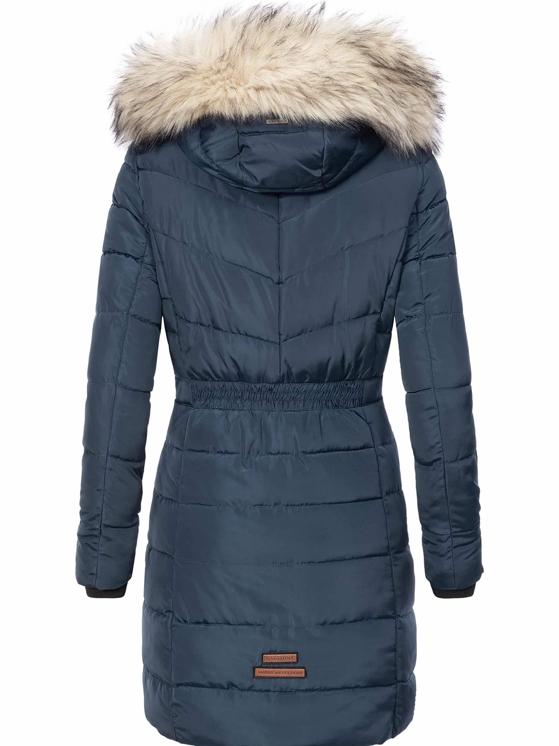 Navahoo Damski płaszcz zimowy ciepły płaszcz pikowany długi z kapturem Paula XS-XXL