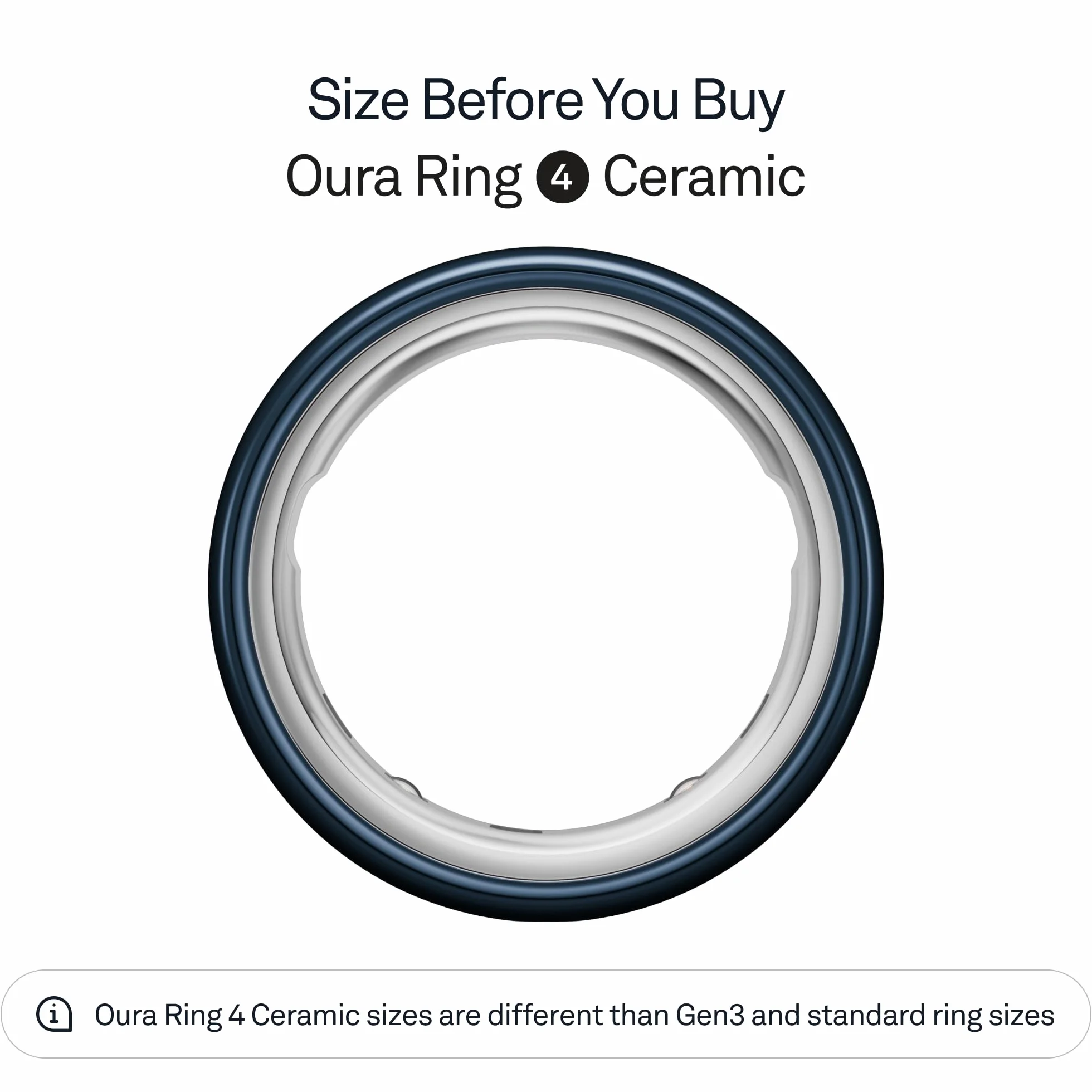 Oura Ring 4 Ceramic - Midnight - Rozmiar 8 - Połączony pierścień - Znajdź swój rozmiar za pomocą pierścienia Oura Ring 4