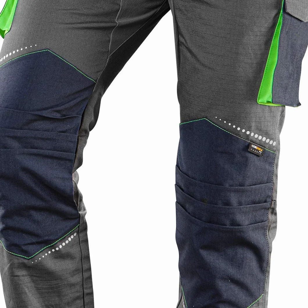 NEO TOOLS Męskie spodnie robocze klasy premium, 100% bawełna 210 g/m2, Ripstop, rozmiar XS-3XL, obszar kolan wzmocniony Cordura, elastyczny gumowy ściągacz i szelki, elementy odblaskowe