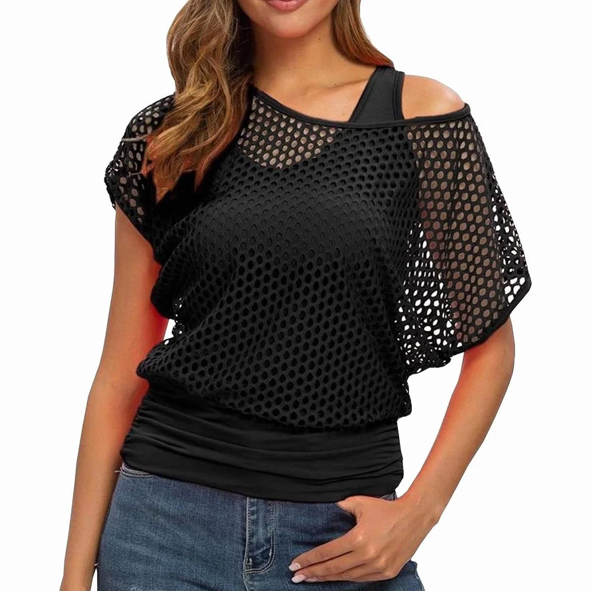 SNOMYRS Kabaretki Top Rave stroje bez rękawów sweter bez rękawów i szydełkowy okrycie lata 80. 90. strój festiwalowy plus size