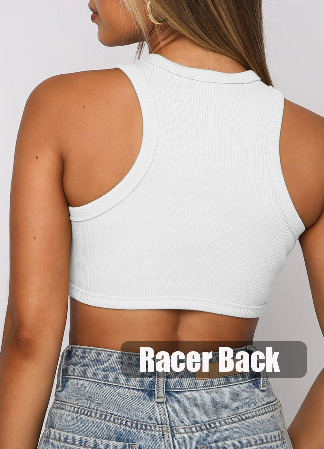 Navneet Tank Top Crop Top damski, prążkowany, bez rękawów, na imprezę, na lato, basic, cropped top