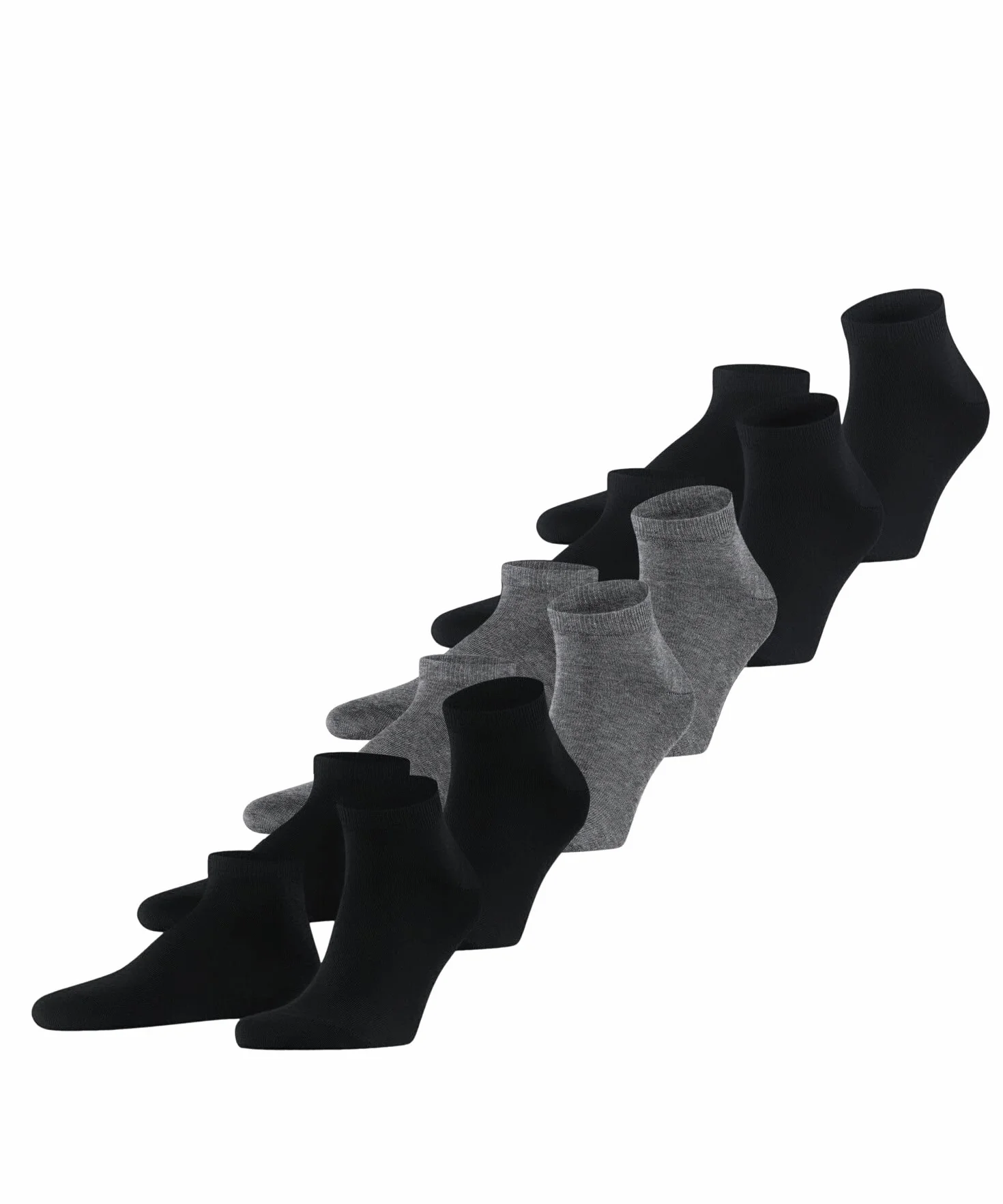 FALKE Mężczyźni Skarpety do trampek Happy Multipack M Sn Bawełna krótkie jednokolorowe 6 Pak, Wielokolorowy Black Grey 0010, 43-46