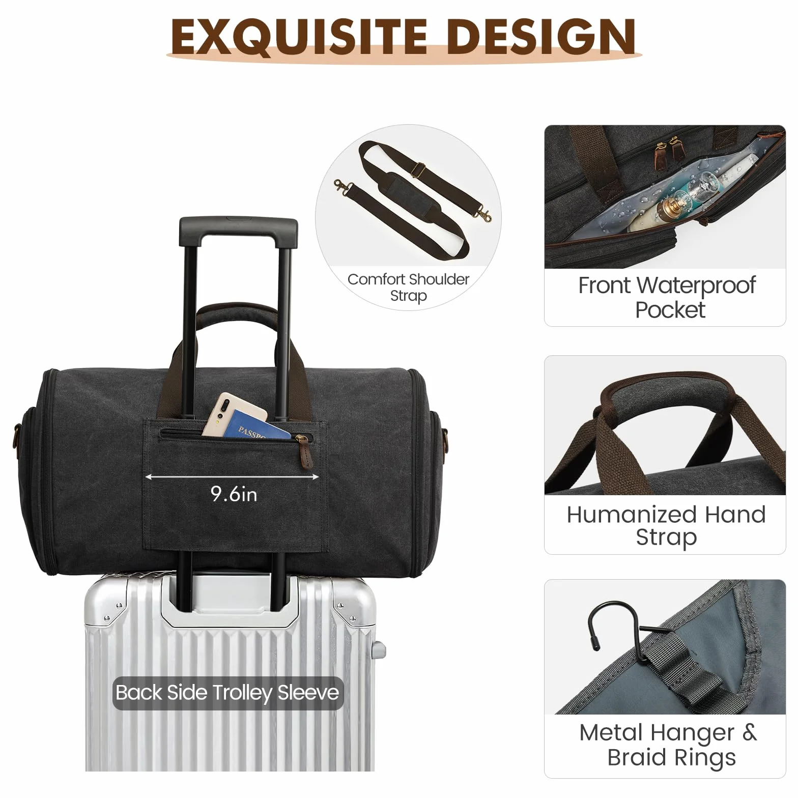 S-ZONE Torba na ubrania do podróży torba podróżna dla mężczyzn podróżne odwracalne torby na garnitur półdniowy bagaż podręczny wisząca walizka podróżna z kosmetyczką