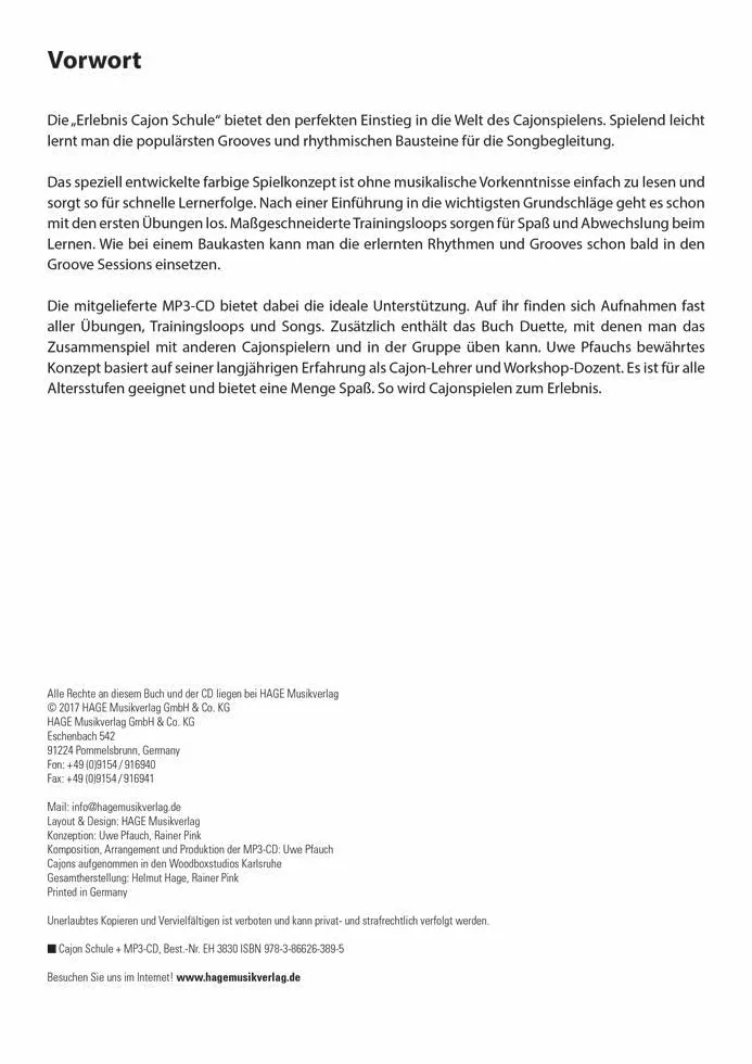 Erlebnis Cajon Schule (mit MP3-CD): Der schnelle und einfache Einstieg ins Cajonspiel!Ohne Vorkenntnisse tolle Grooves spielen - Fu¨r alle Altersstufen!
