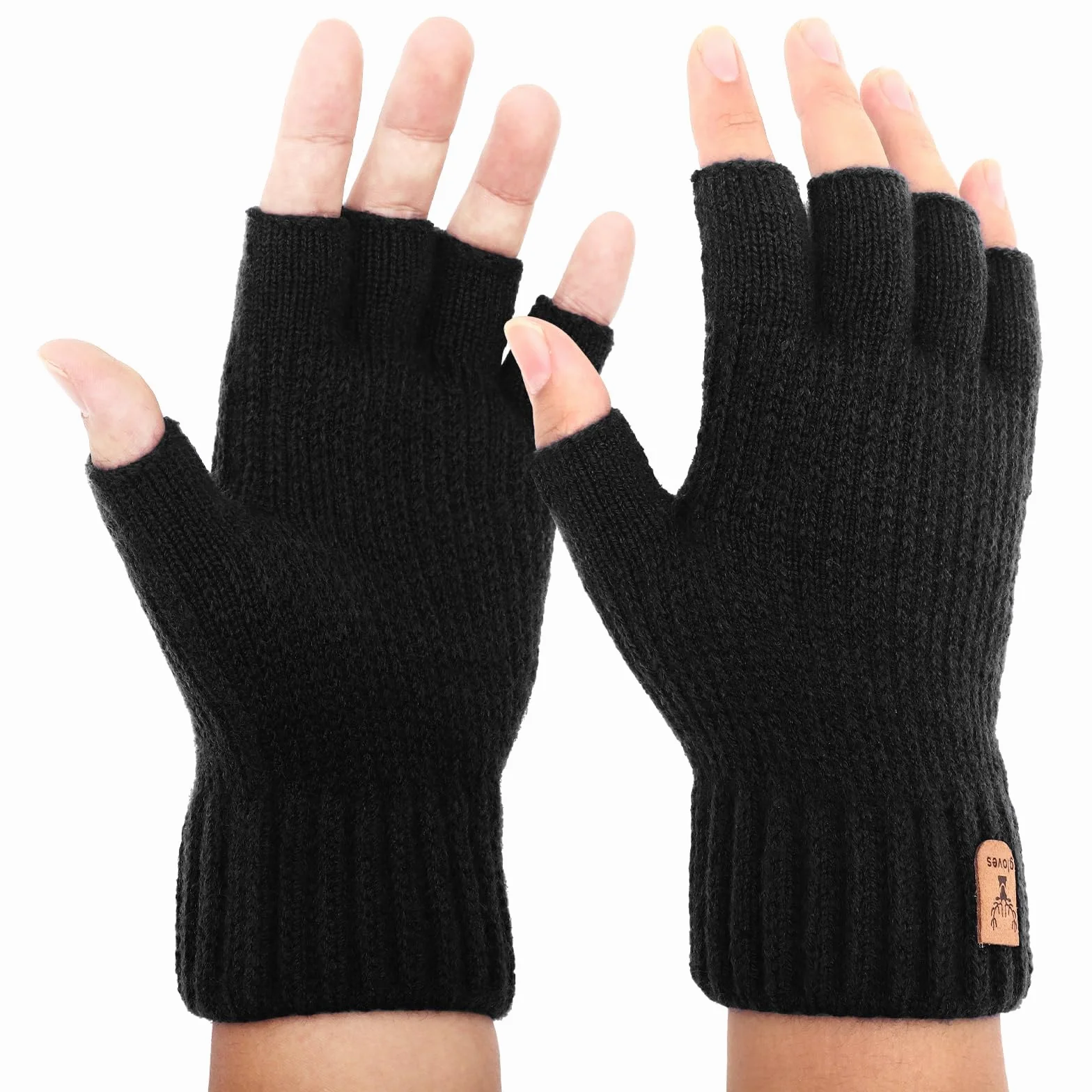 Rękawiczki Bezpalczowe Damskie Męskie, Wełna Alpaka Ciepłe Zimowe Rękawiczki, Unisex, Dzianinowe Rękawiczki bez Palców do Biegania, Jazdy na Rowerze, Prowadzenia Samochodu, Wnętrz, Na Zewnątrz
