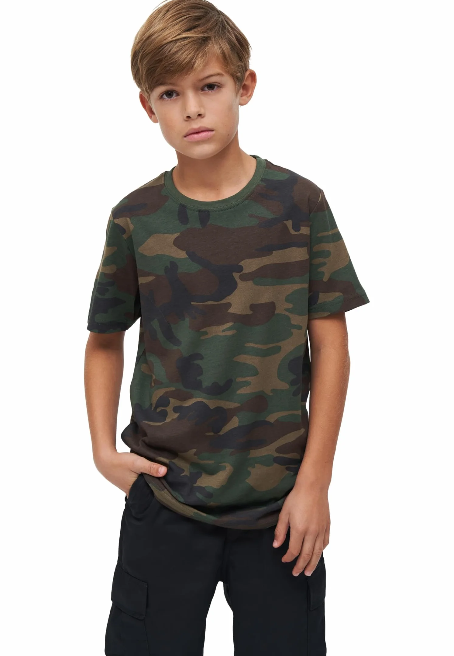 Brandit Army T-Shirt dzieci?cy Army Bundeswehry Shirt Kids BW PODKO?CIE Uni & CAMO, Woodland, 170-176