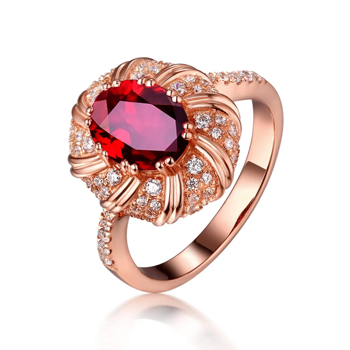 Beydodo Damski pierścionek 750 złoto prawdziwe diamenty kwiat z owalnym rubin 0,55/0,99/1,19 ct pierścionek zaręczynowy różowe złoto e 18 karatów (750) czerwone złoto, 65 cm (20,7 cala), colore: 1.19ct, cod. TLLWGZ3864