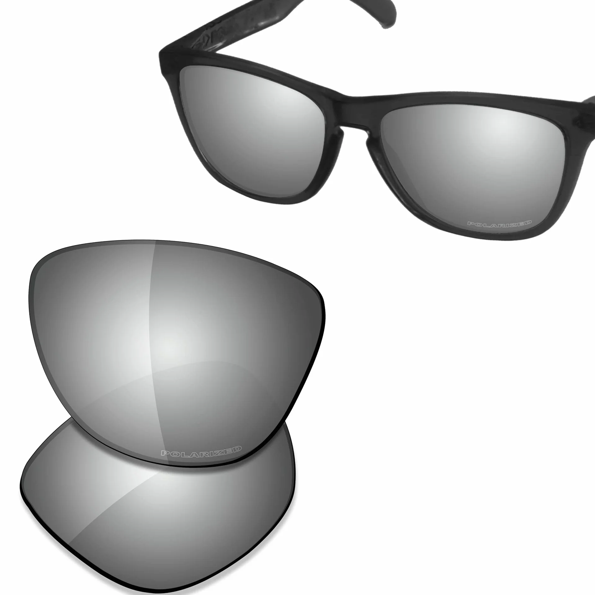 Saucer Najwyższej jakości zamienne soczewki do okularów przeciwsłonecznych Oakley Frogskins LX OO2043, Wysoka obrona - chromowany metal spolaryzowany, Rozmiar uniwersalny