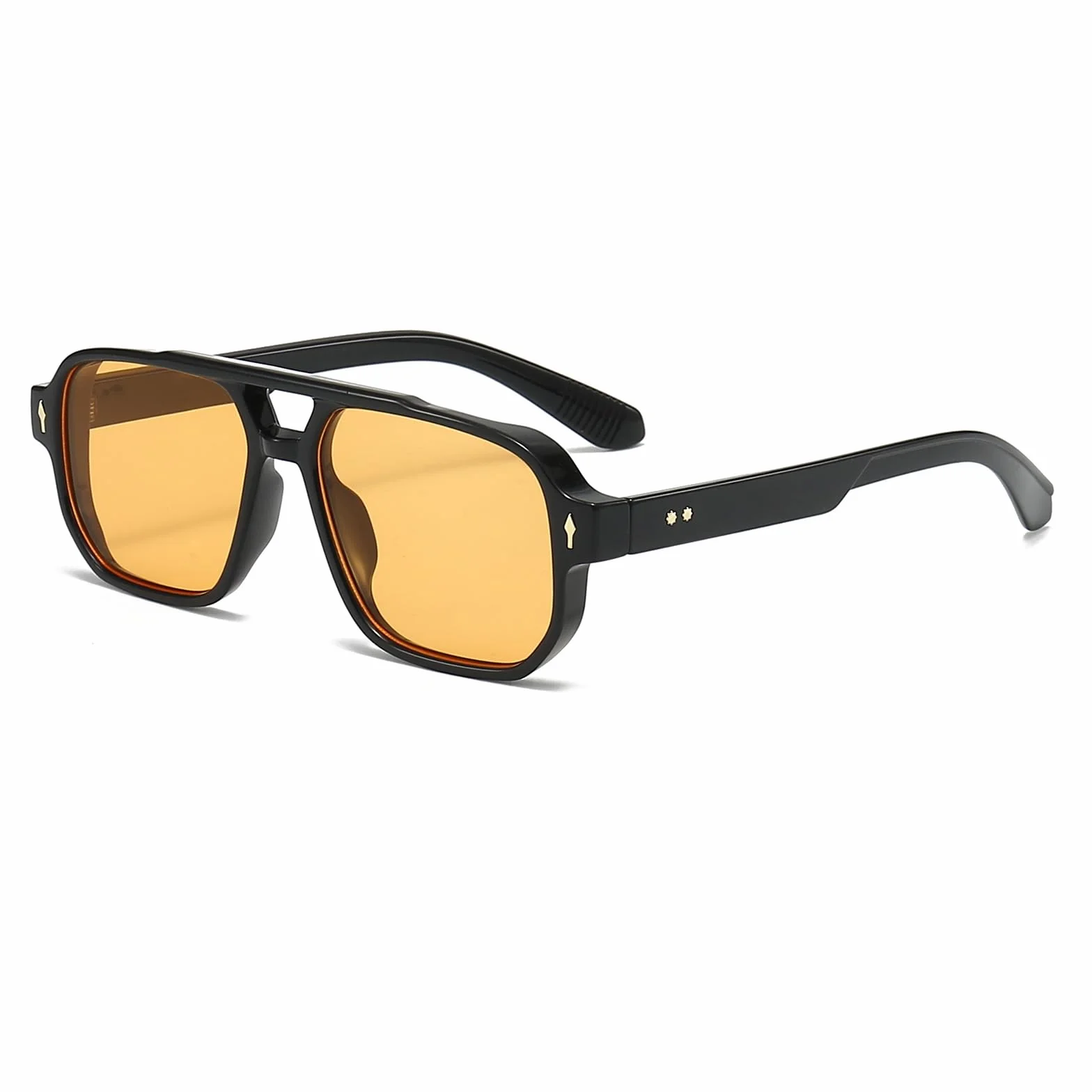 YAMEIZE Okulary przeciwsłoneczne Pilot Retro Double Bridge Prostokąt - Dla Kobiet Mężczyzn Klasyczne Kwadratowe Okulary Vintage Ochrona UV400 Jazda Na Zewnątrz