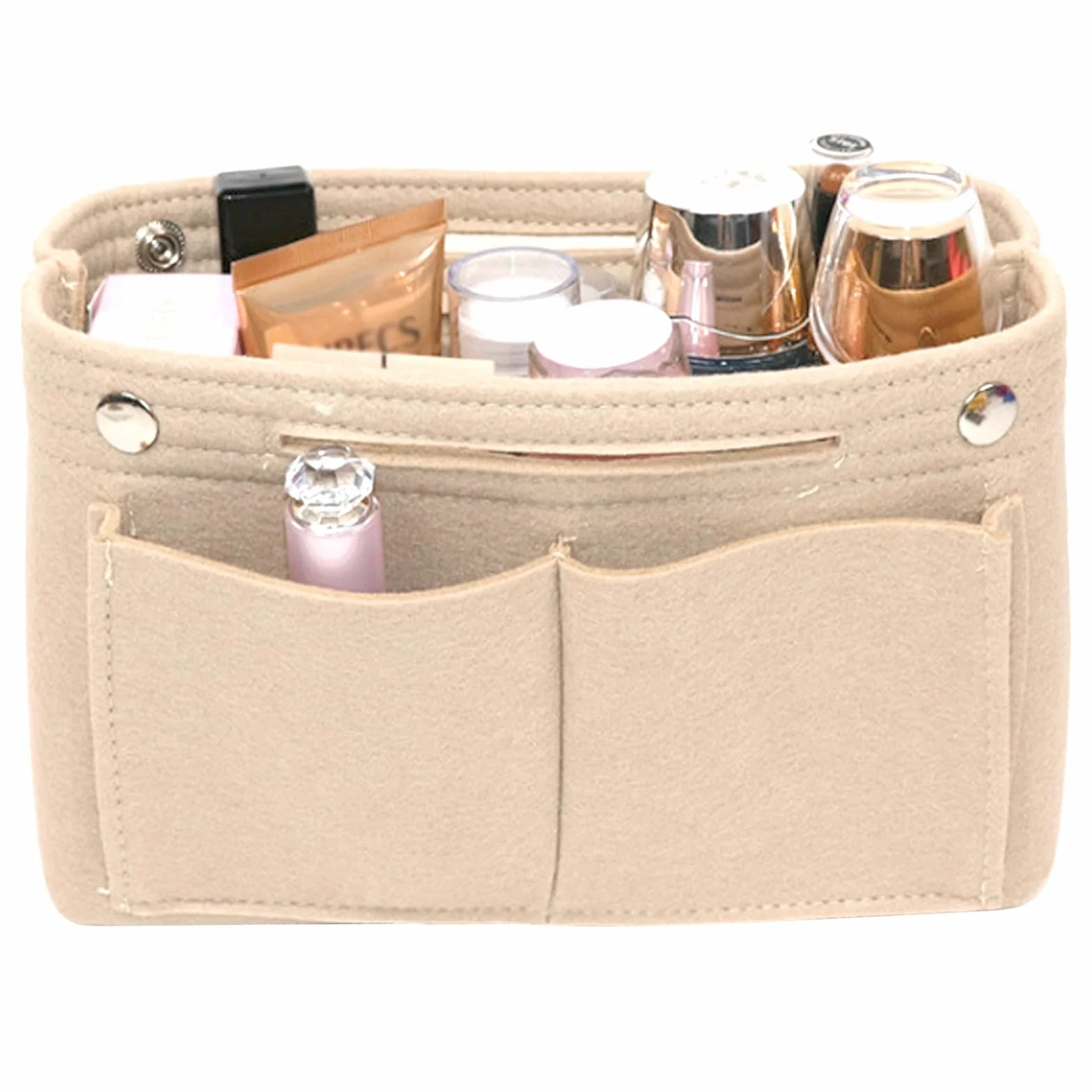 Filcowy organizer do torebki, 24 x 8 x 15 cm, filcowy organizer do torebki, kieszeń wewnętrzna na torebki z wieloma przegródkami (beżowy)