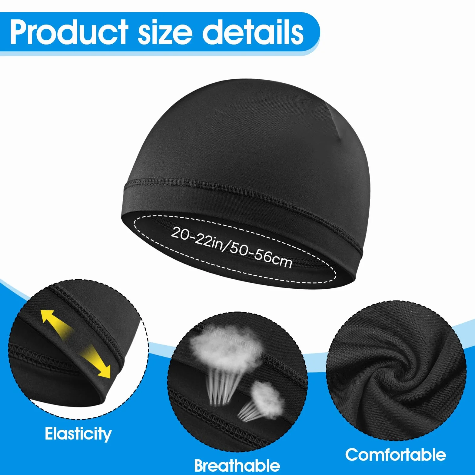 2 szt. Jedwabna czapka z falami dla mężczyzn, jedwabista elastyczna opaska, durags, unisex, dorośli, kobiety, satynowy jedwabny czepek do spania, miękki, oddychający, satynowy durag, dopasowany do