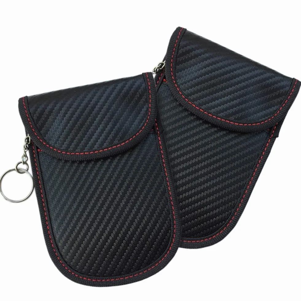 INF Pokrowiec na kluczyki samochodowe RFID, etui na kluczyki samochodowe z ochroną RFID, torba na klucze z blokadą sygnału, czarna, M