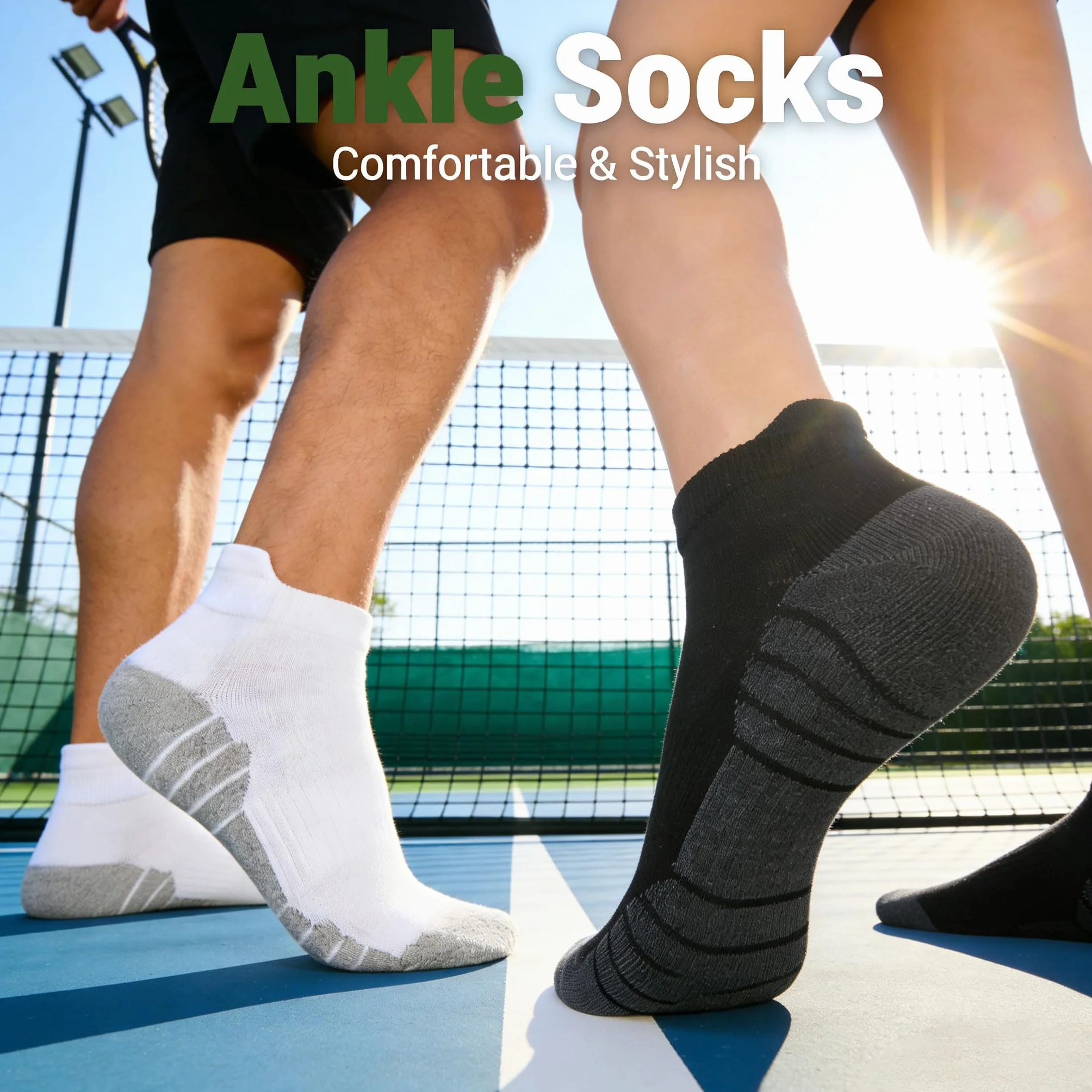 Blu Ninfee Bambusowe skarpety do sneakersów, męskie, rozm. 43-46, 39-42, oddychające, krótkie, sportowe skarpety z wyściółką, zapobiegające zapachom, skarpety do biegania, skarpety do kostek, na lato