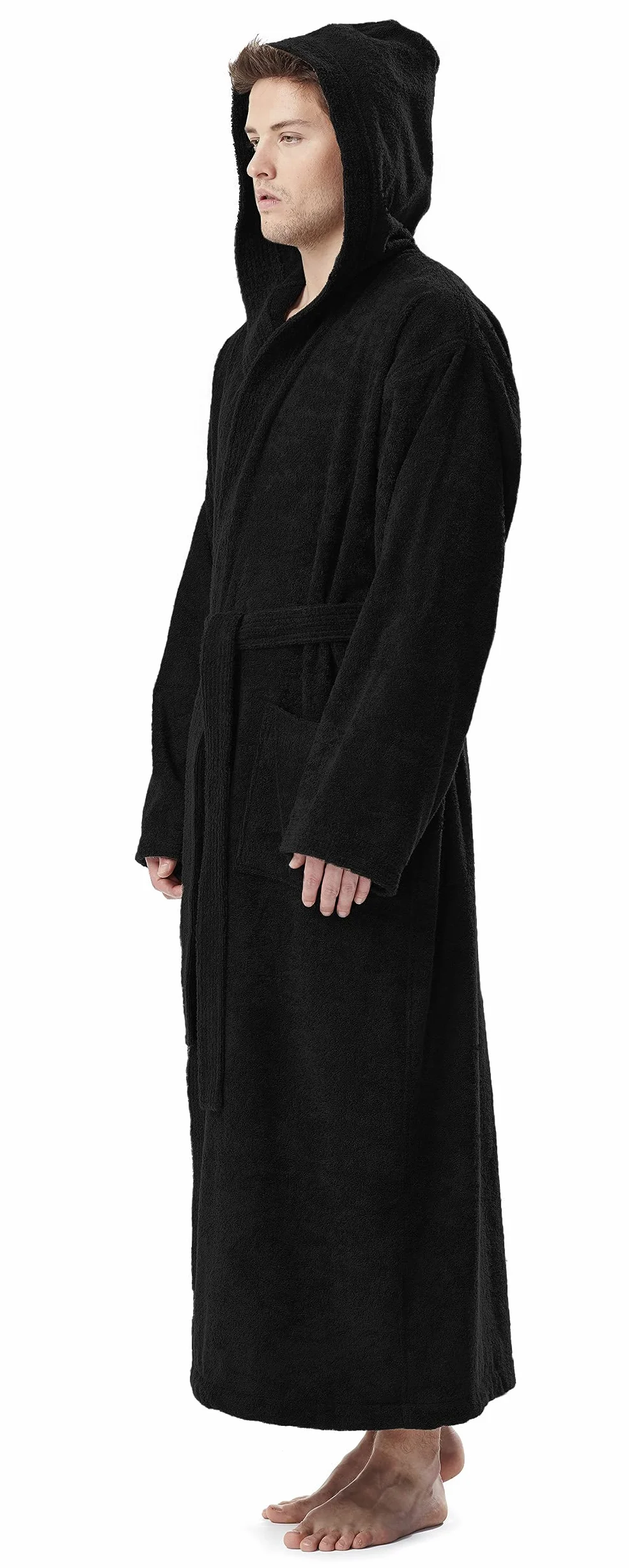 Męski szlafrok z kapturem | ekstra długi | frotte z 100% bawełny | Z certyfikatem OEKO-TEX®
