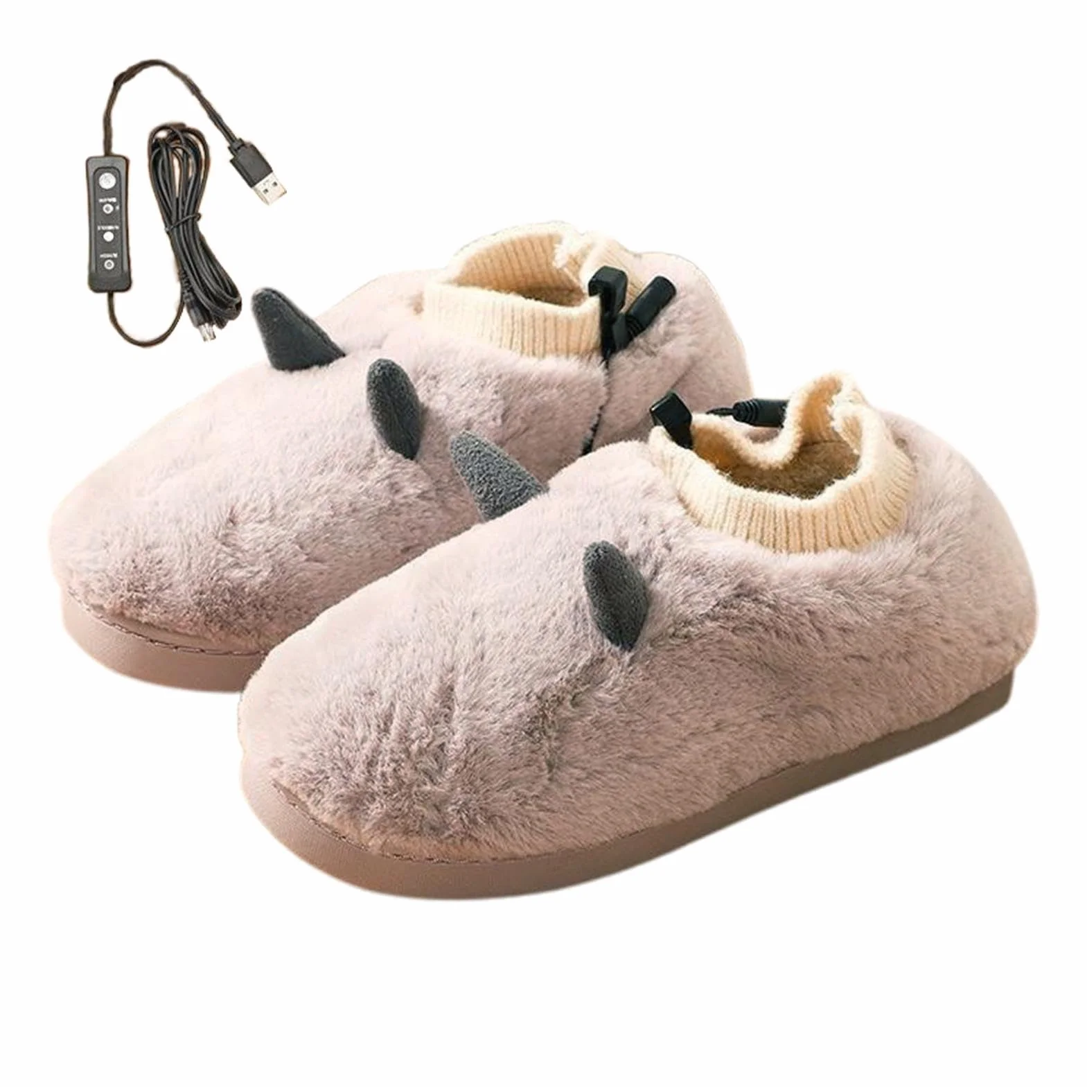 Ogrzewane kapcie dla kobiet, ogrzewane kapcie z możliwością ponownego ładowania, ogrzewane buty na USB, ogrzewane kapcie z USB, puszyste pluszowe kapcie do domu, na podróż