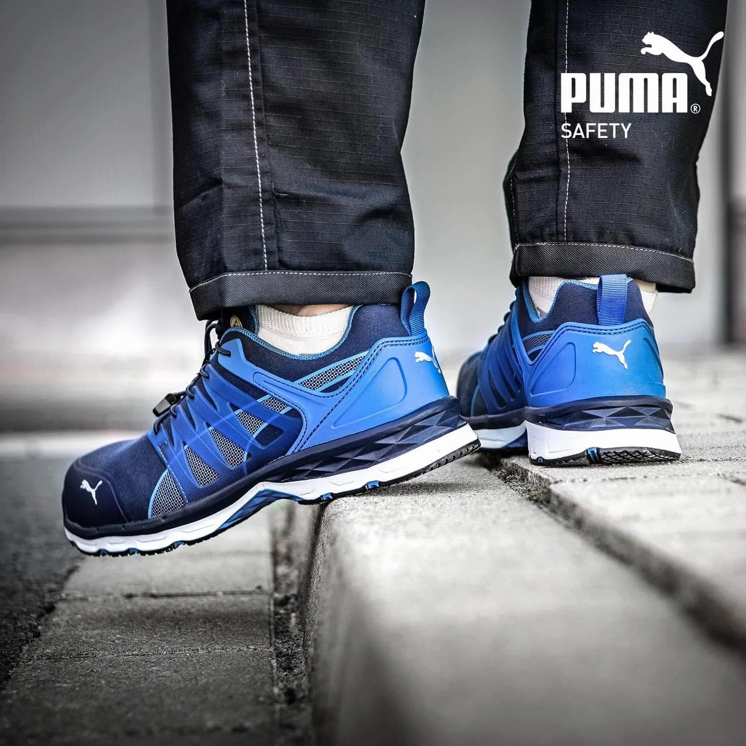 PUMA Safety Velocity 2.0 Blue Low buty robocze, buty ochronne, S1P SRC, czapka z włókna szklanego dla mężczyzn