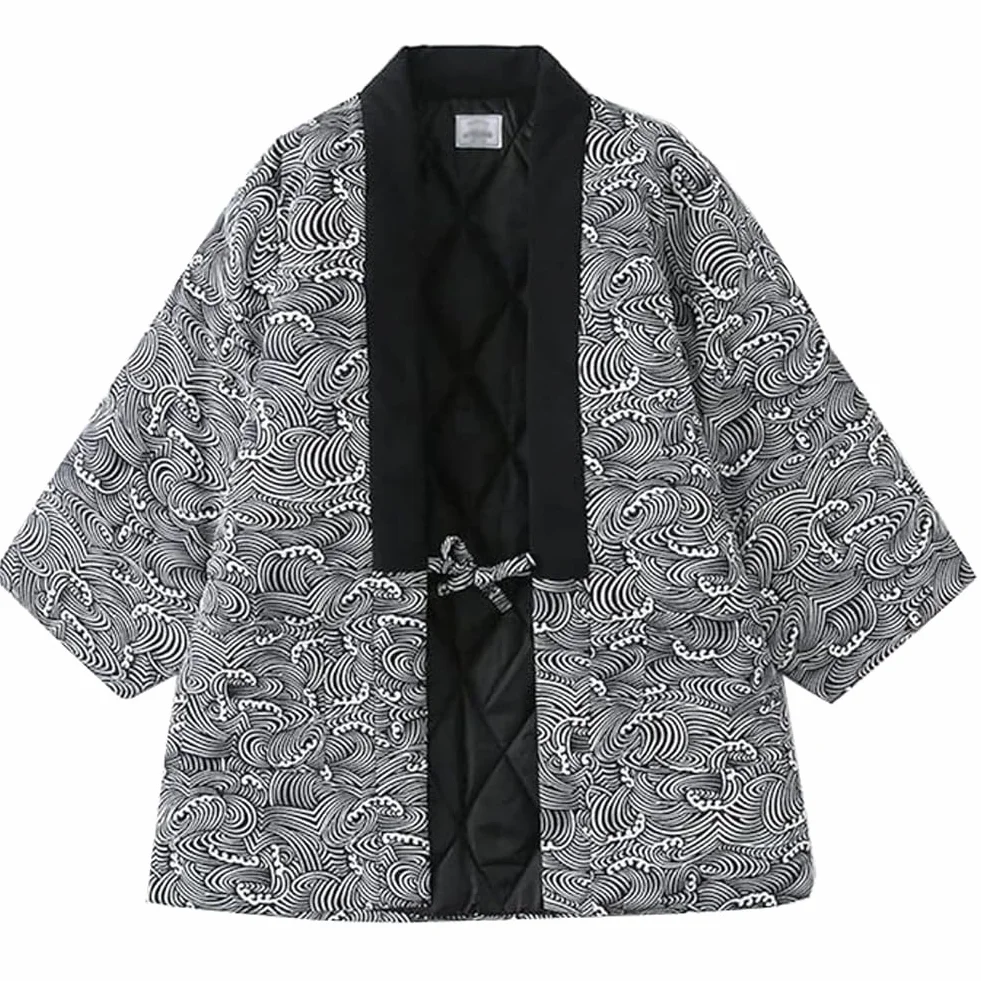 FANCYPUMPKIN Vintage Japońskie Haori Ciepłe Topy Luźne Dopasowanie