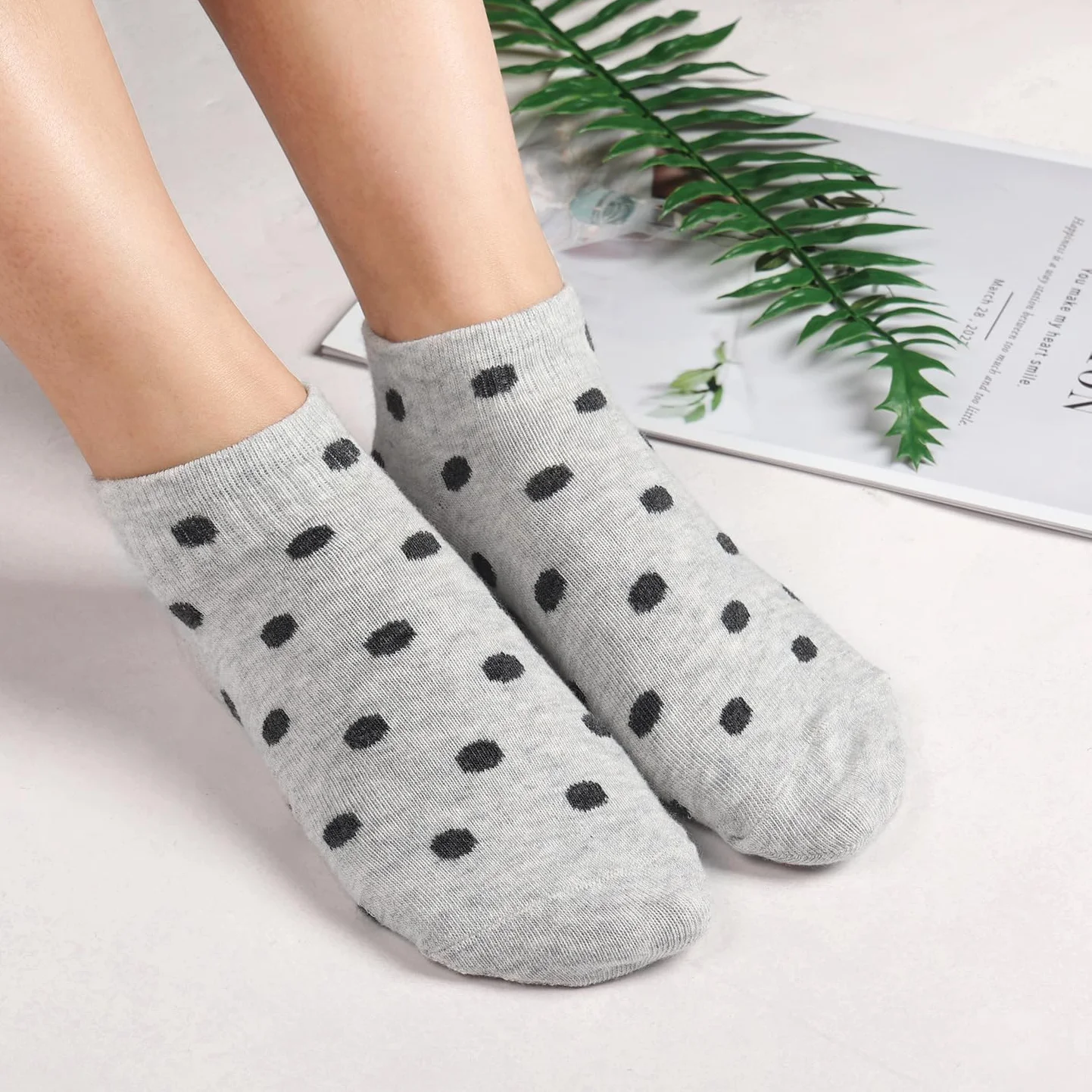 Damskie skarpeta do sneakersów 35-38 39-42, 10 par bawełnianych krótkich skarpet dziewczęcych, wielokolorowe skarpety z kropkami w paski, czarny zestaw