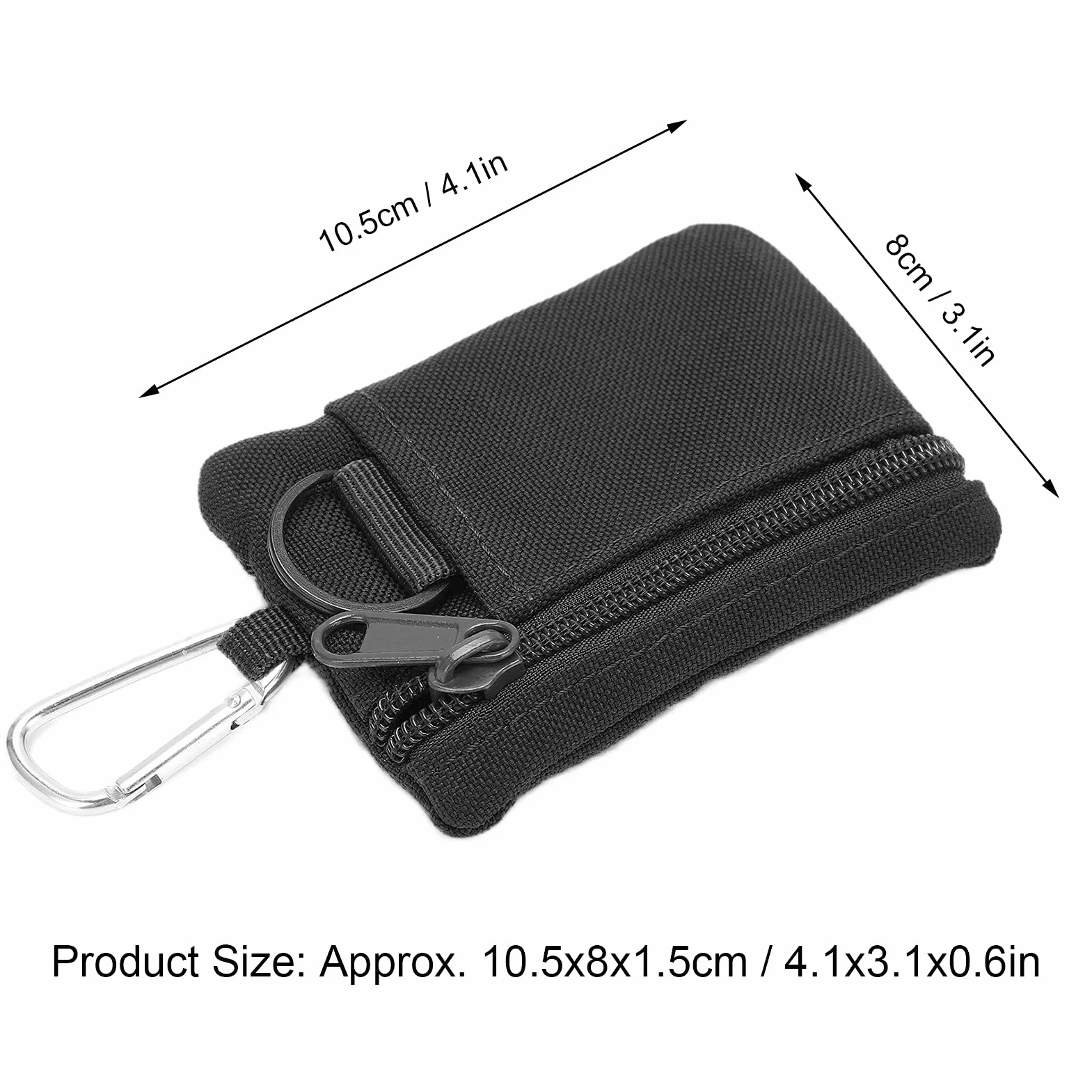 Torebki Mini, Przenośne Mini Etui na Klucze, Etui na Zewnątrz, Portmonetka z Karabińczykiem (Czarny)