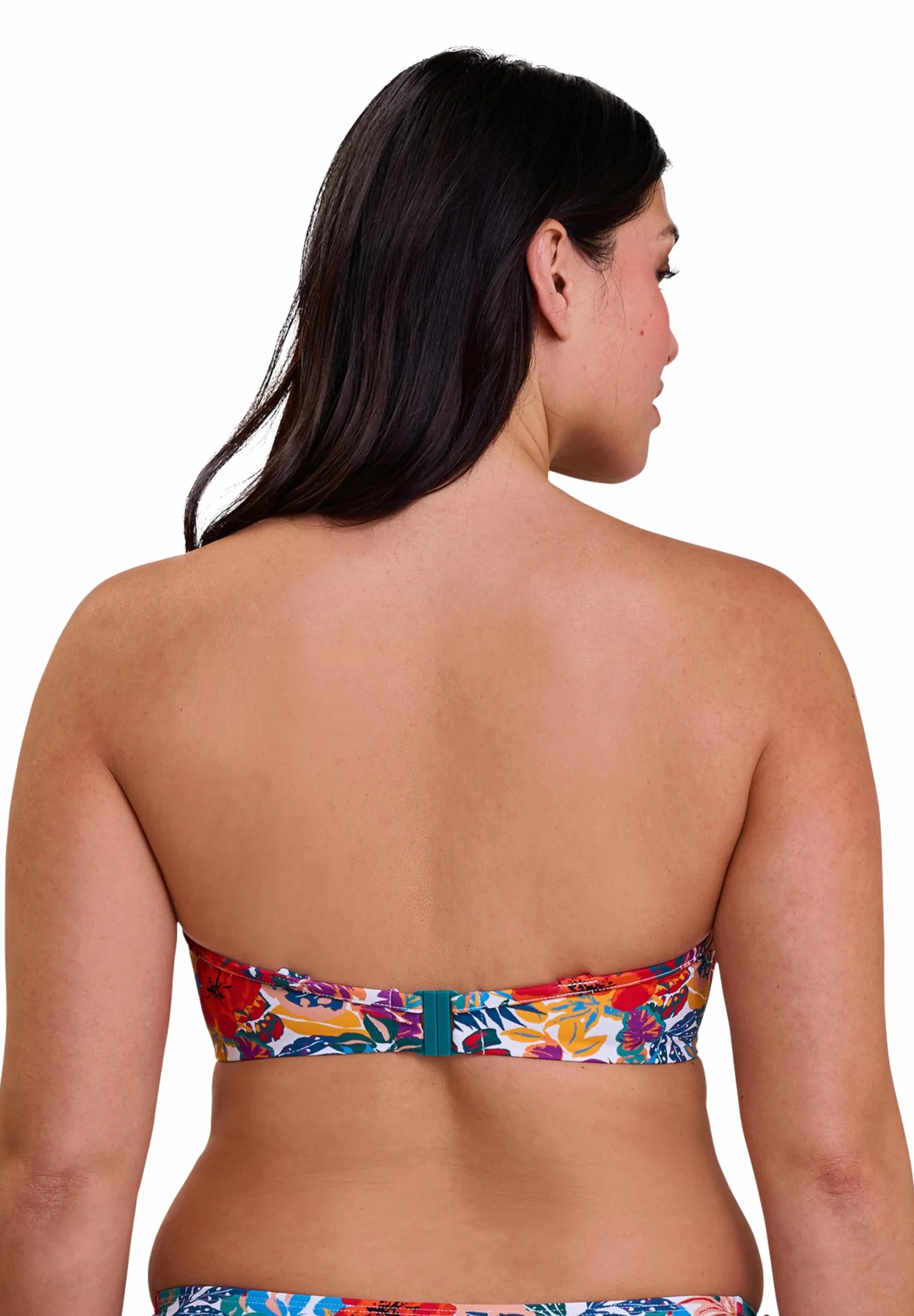 SANS COMPLEXE -Bandeau strój kąpielowy z fiszbinami, wielokolorowe, Wielokolorowy nadruk tropikalny, 85C
