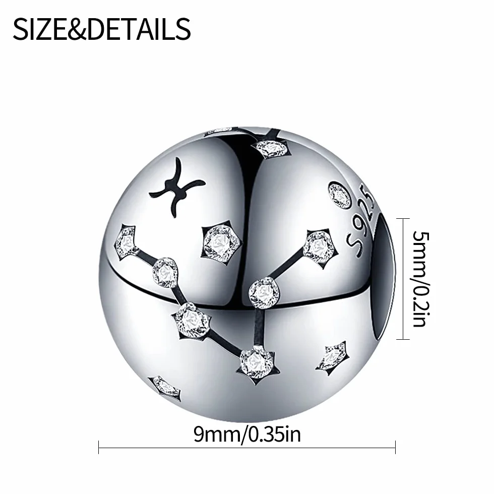 Kobiety Charm Zawieszek Znaki gwiazdek dla bransoletki 925 Sterling Silver 12 gwiazdek Charms Beads odpowiednie dla Pandora bransoletki, Kompatybilny z europejskim bransoletkiem i bransoletkiem