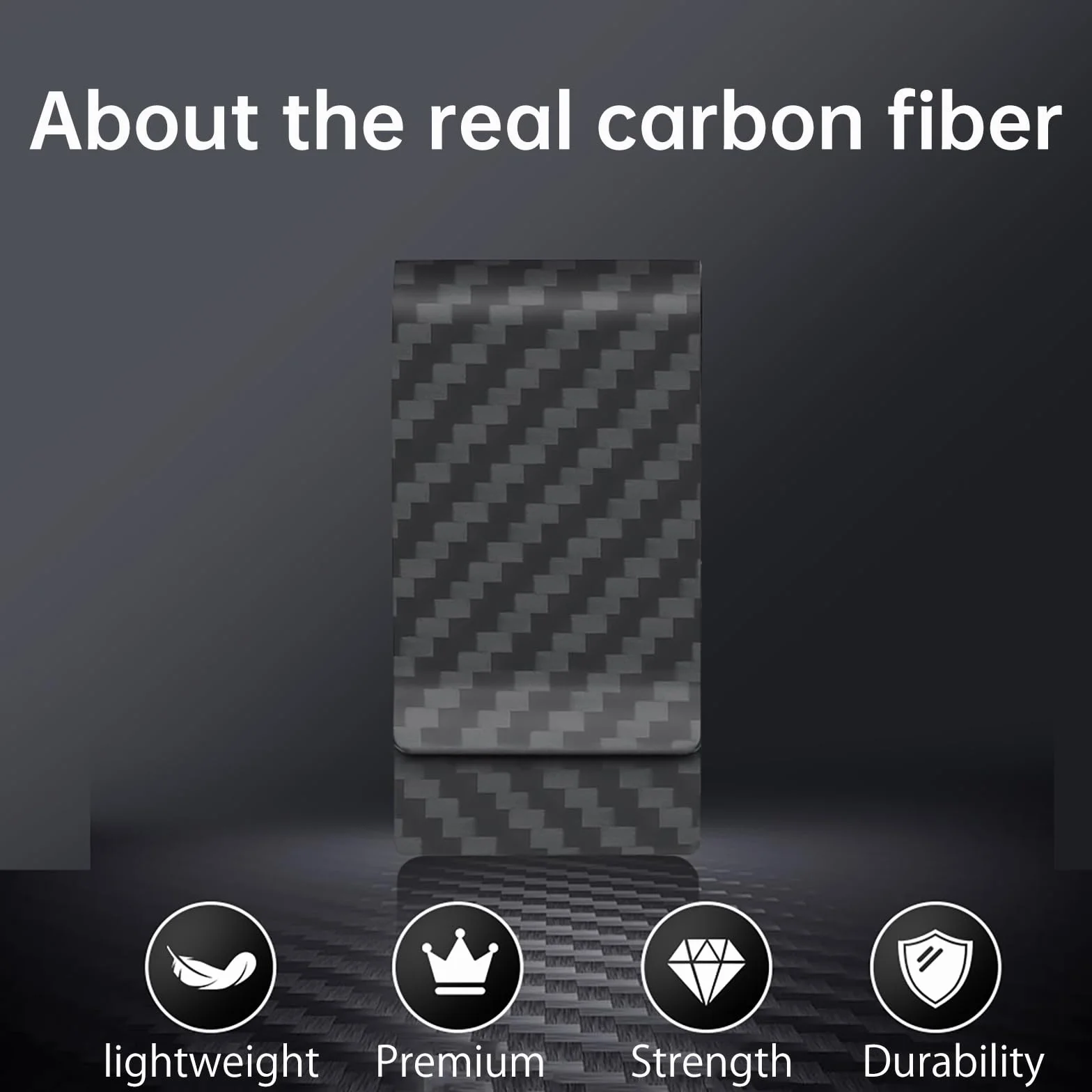 Carbon Fiber portfel z klamrą do pieniędzy, uchwyt na karty kredytowe CLL CARBONLIFE klipsy dla mężczyzn, srebro, m