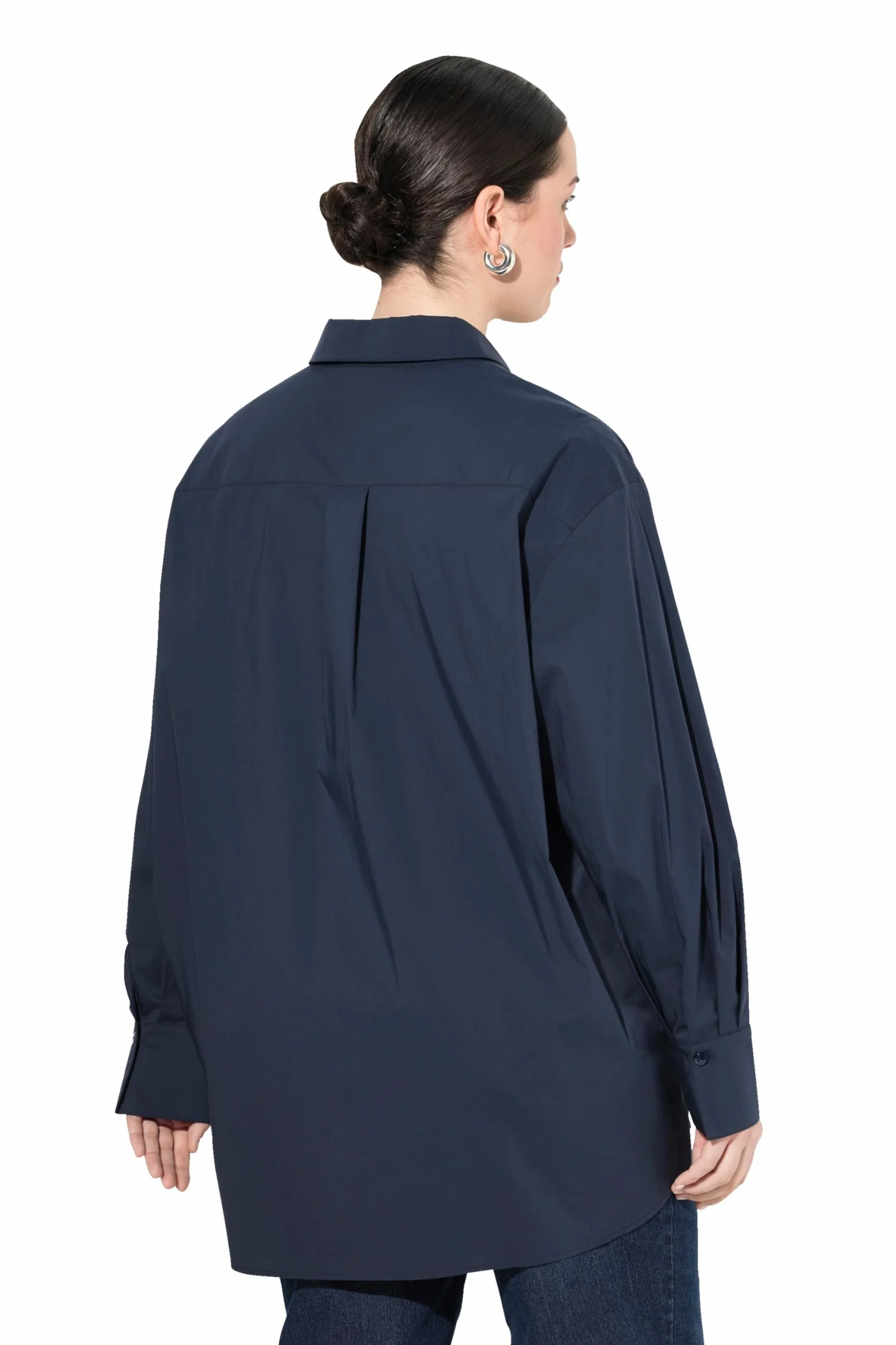 Ulla Popken Bluzka Kobiety Hemdbluse, Perlmuttknöpfe, Oversized, Hemdkragen, Langarm