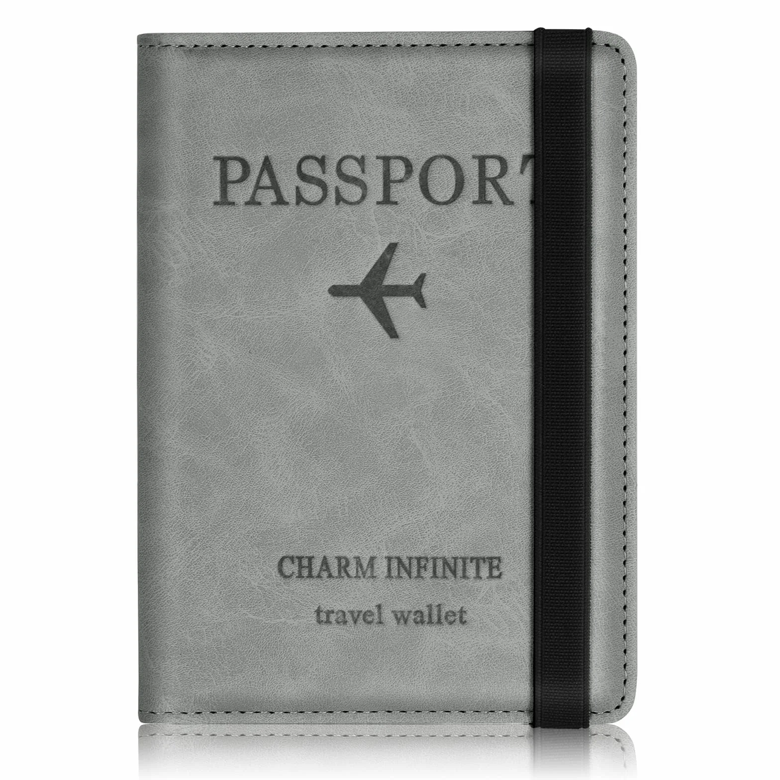Shirene Etui na paszport, ze sztucznej skóry, etui na paszport, skóra PU, etui na paszport, karty kredytowe (szare)