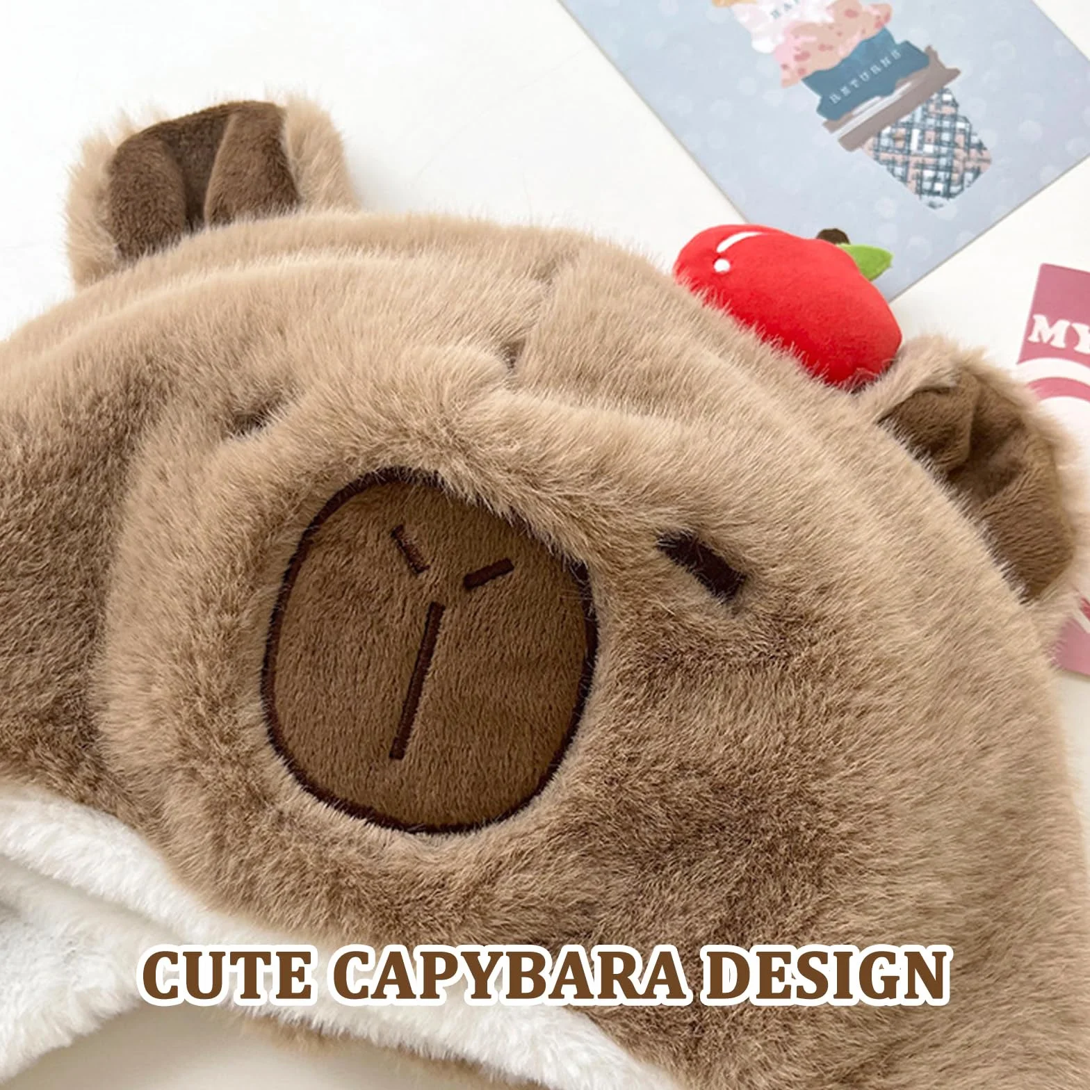 Rosyjska czapka, czapka zimowa typu chapka dla kobiet, Ushanka Pluszowa czapka Capybara, czapka ukryta w uszach, urocza czapka trapera, zimowa czapka z ochraniaczami na uszy na zimną pogodę