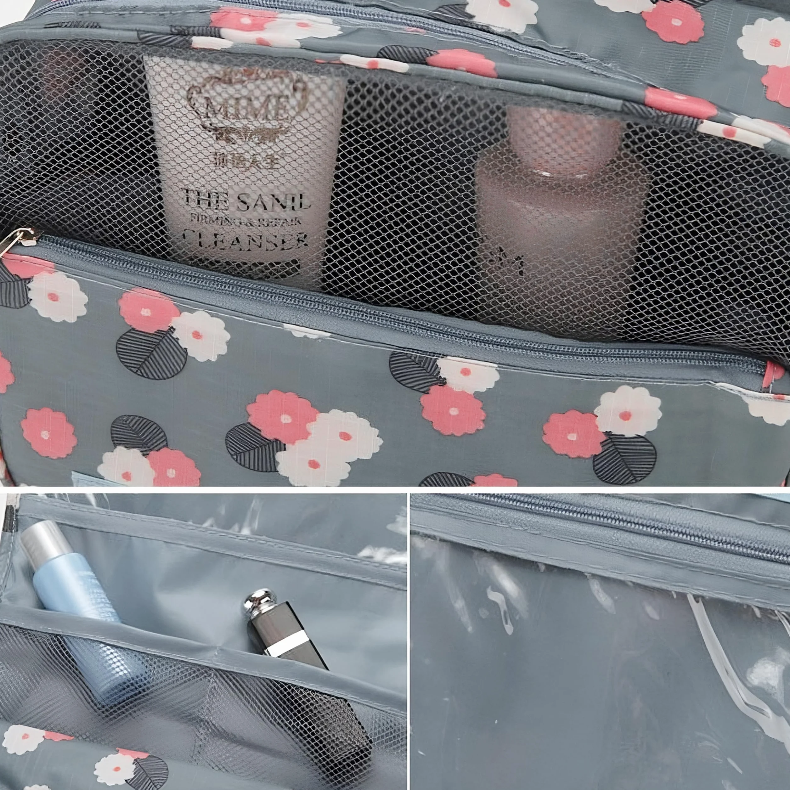 Retoo Kosmetyczka, podróżna kosmetyczka, zawieszana, damska torba na pranie, z uchwytem, wisząca torba na pranie, organizer na kosmetyki dla kobiet, do toalet kempingowych, 24 x 9,5 x 21 cm, niebieski