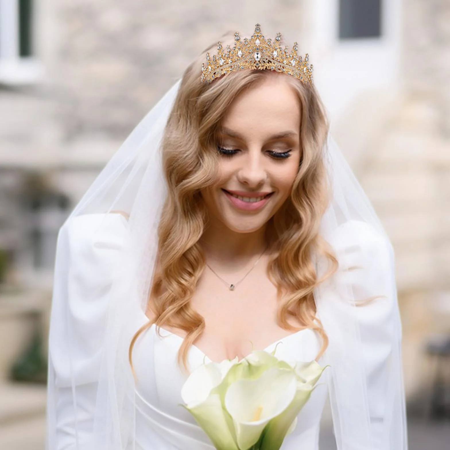 Sibba Tiara korona ślubna, diadem, korona ze strasu, kryształowa korona, dla panny młodej, księżniczki, korona, ozdoba do włosów, korona damska, nakrycie głowy na urodziny, imprezę, studniówkę