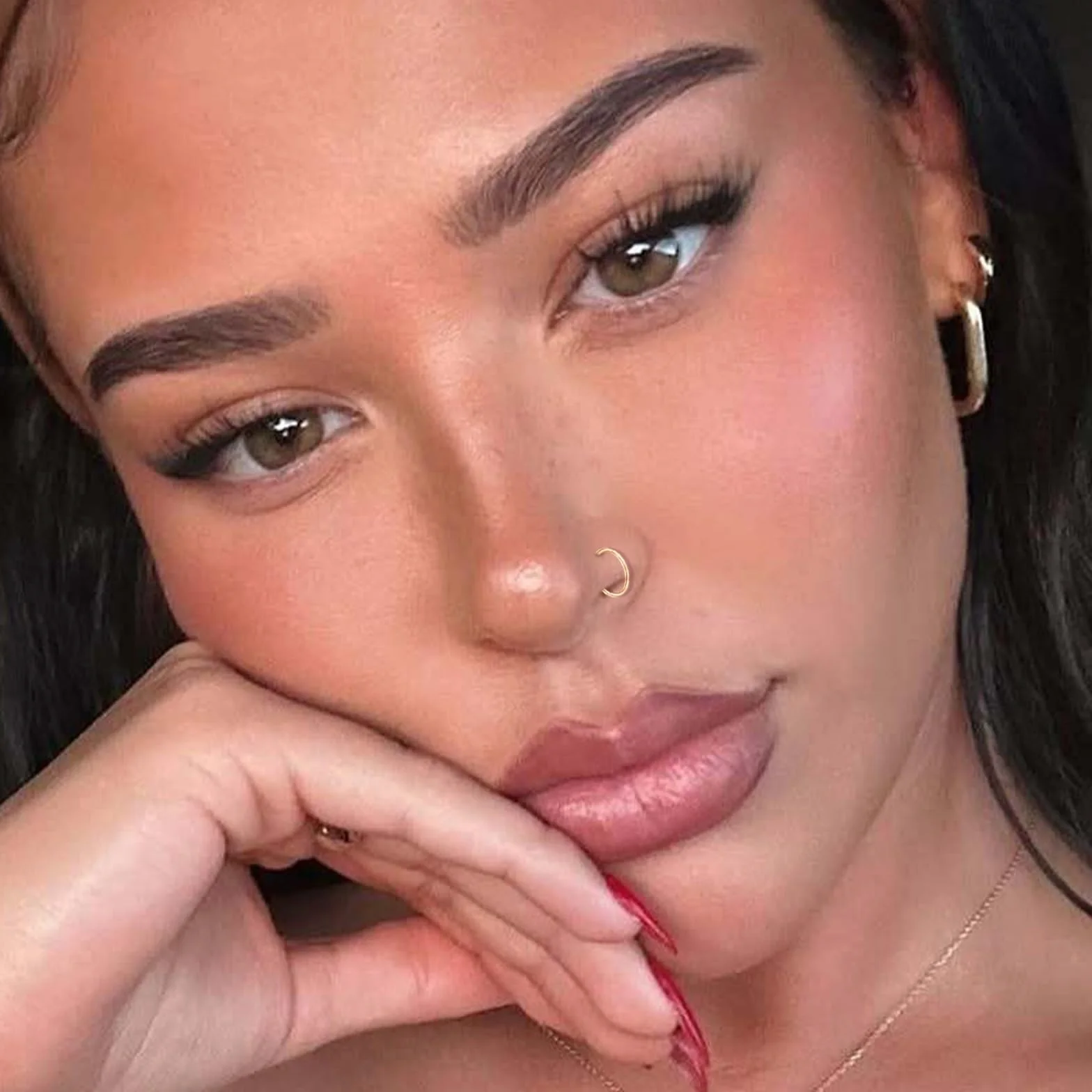 LAURITAMI 6 sztuk fałszywych piercingów 20 g, ze stali nierdzewnej, sztuczne kolczyki do nosa, warg, ucha, nosa, zestaw bez klipsów do nosa, 8 mm