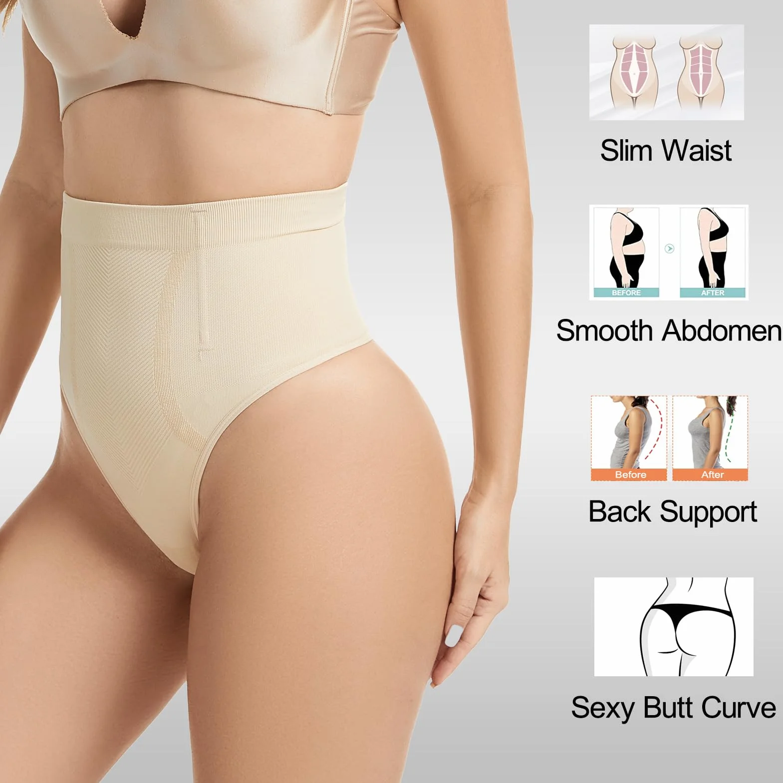 KSKshape Bielizna modelująca brzuch stringi dla kobiet wyszczuplające stringi bezszwowe bielizna modelująca sylwetkę