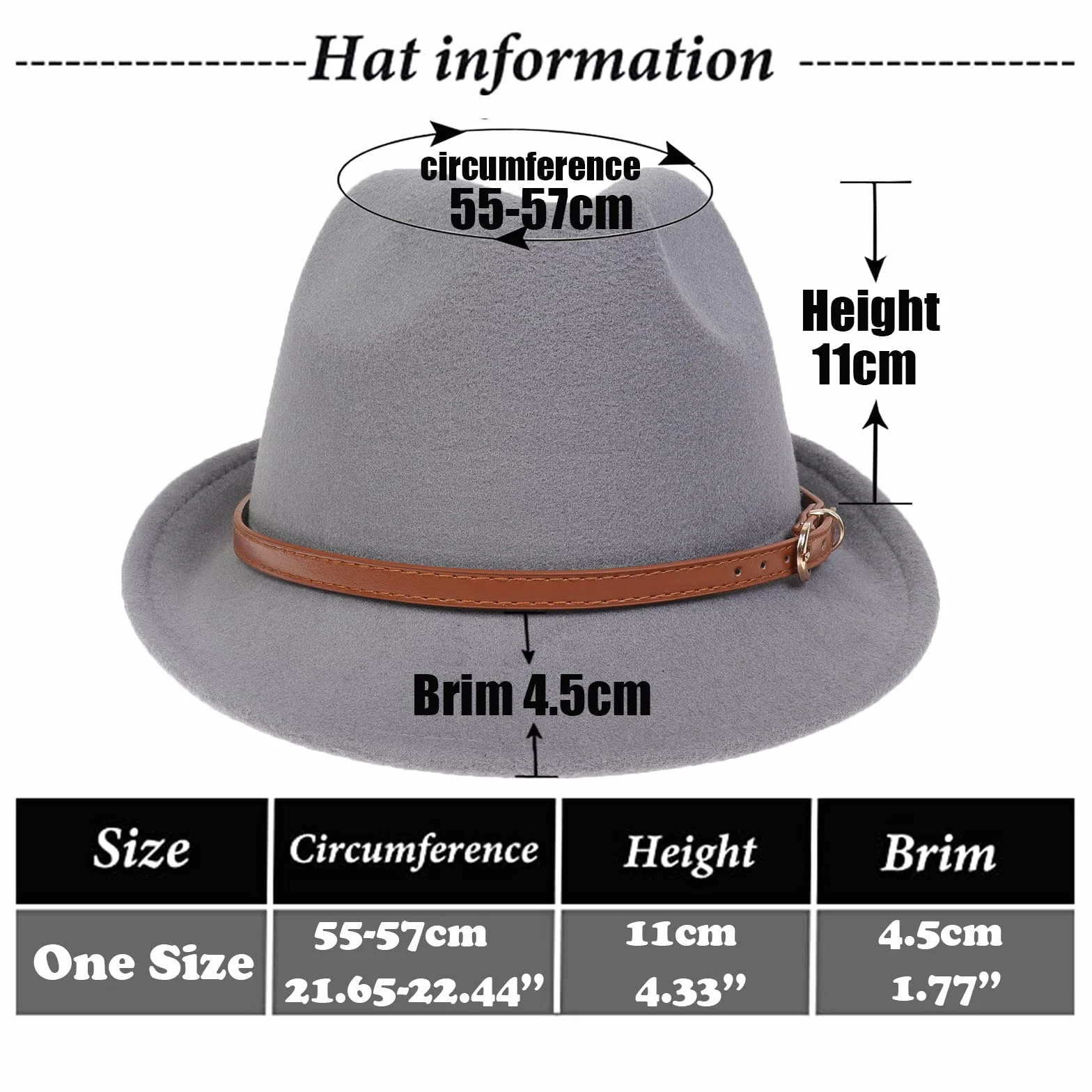 Damska męska wełniana czapka Panama Curl Brim Jazz Fedoras Gangster Trilby Church czapka, Homburg lata 20. vintage Manhattan filcowa czapka 56-58 cm